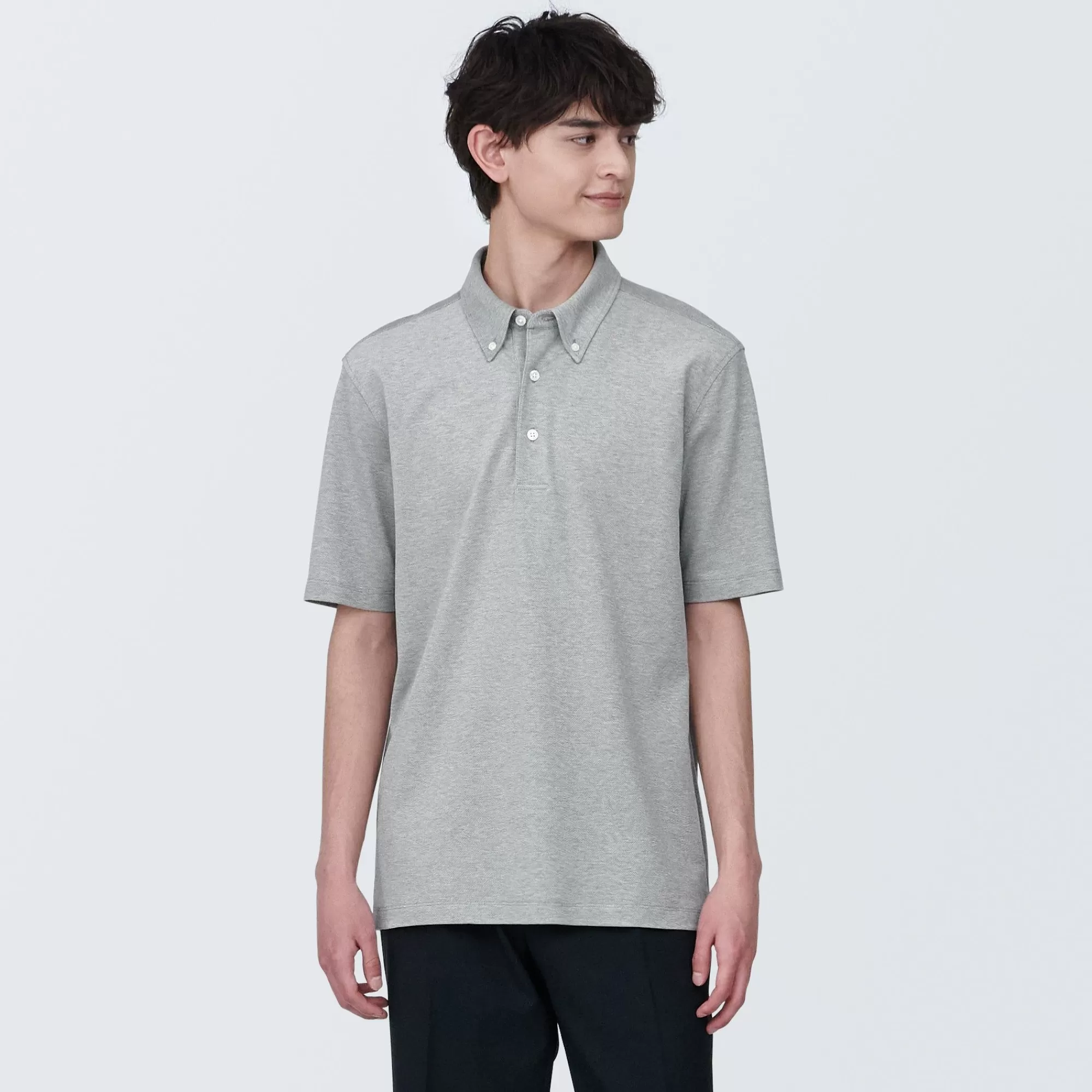 MUJI Men'S Cool Touch Pique Button Down Short Sleeve Polo Shirt Discount