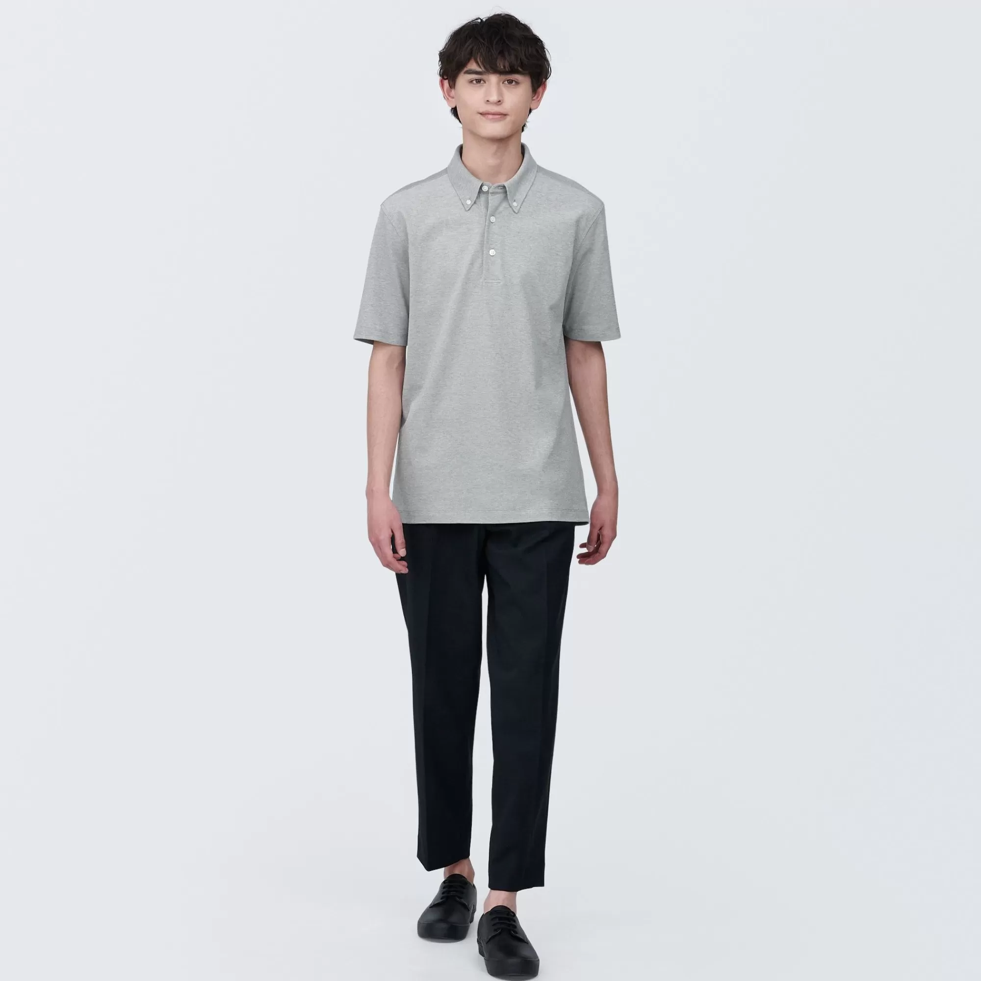 MUJI Men'S Cool Touch Pique Button Down Short Sleeve Polo Shirt Discount