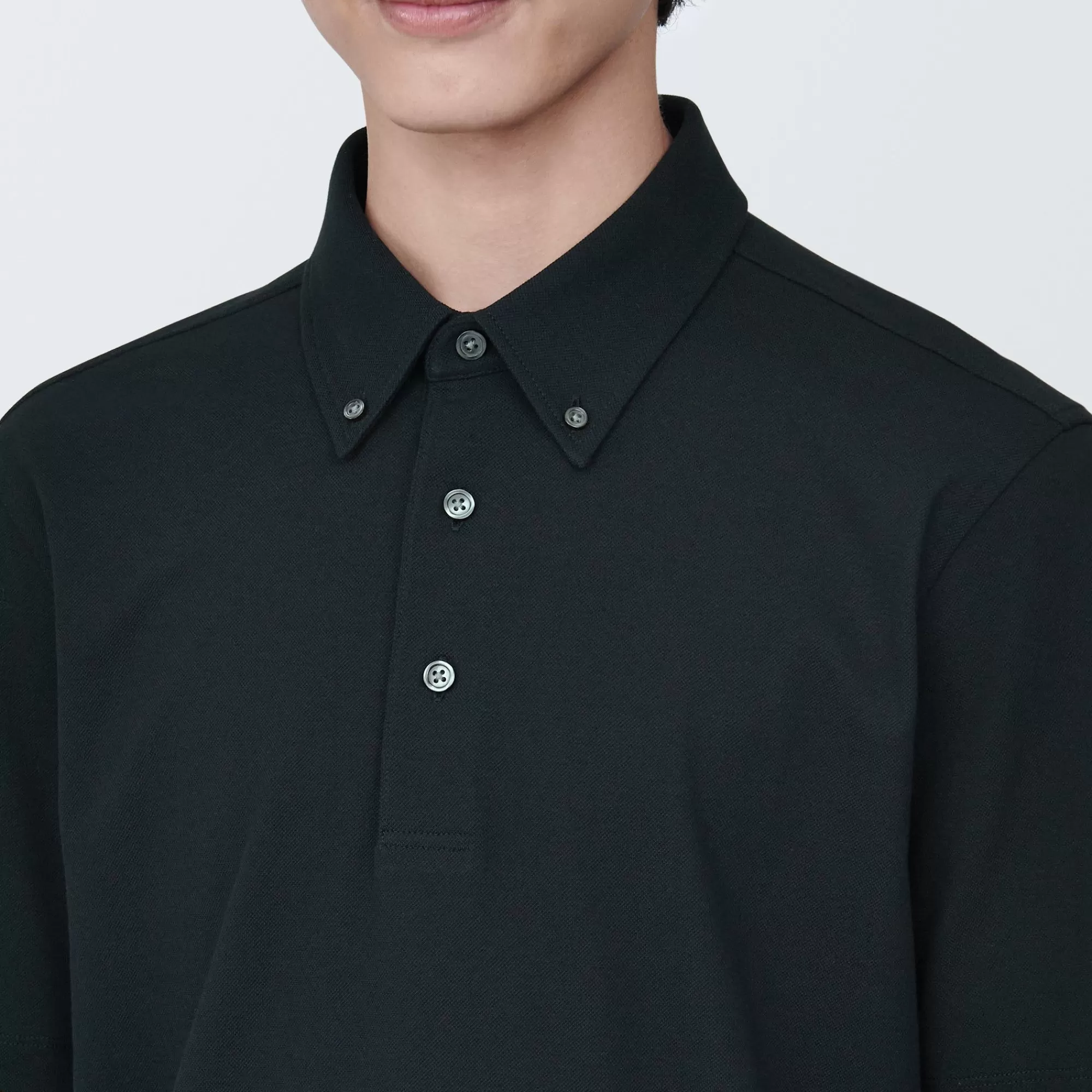 MUJI Men'S Cool Touch Pique Button Down Short Sleeve Polo Shirt Discount