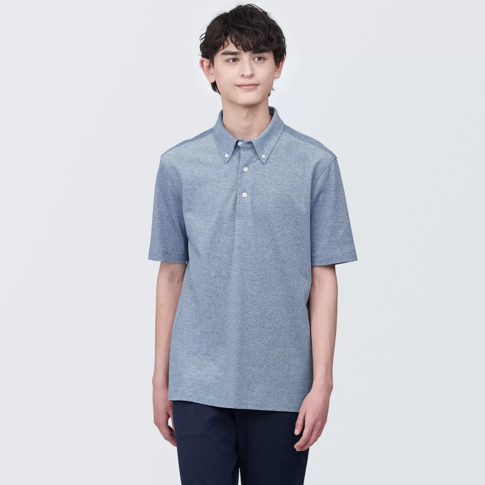 MUJI Men'S Cool Touch Pique Button Down Short Sleeve Polo Shirt Discount