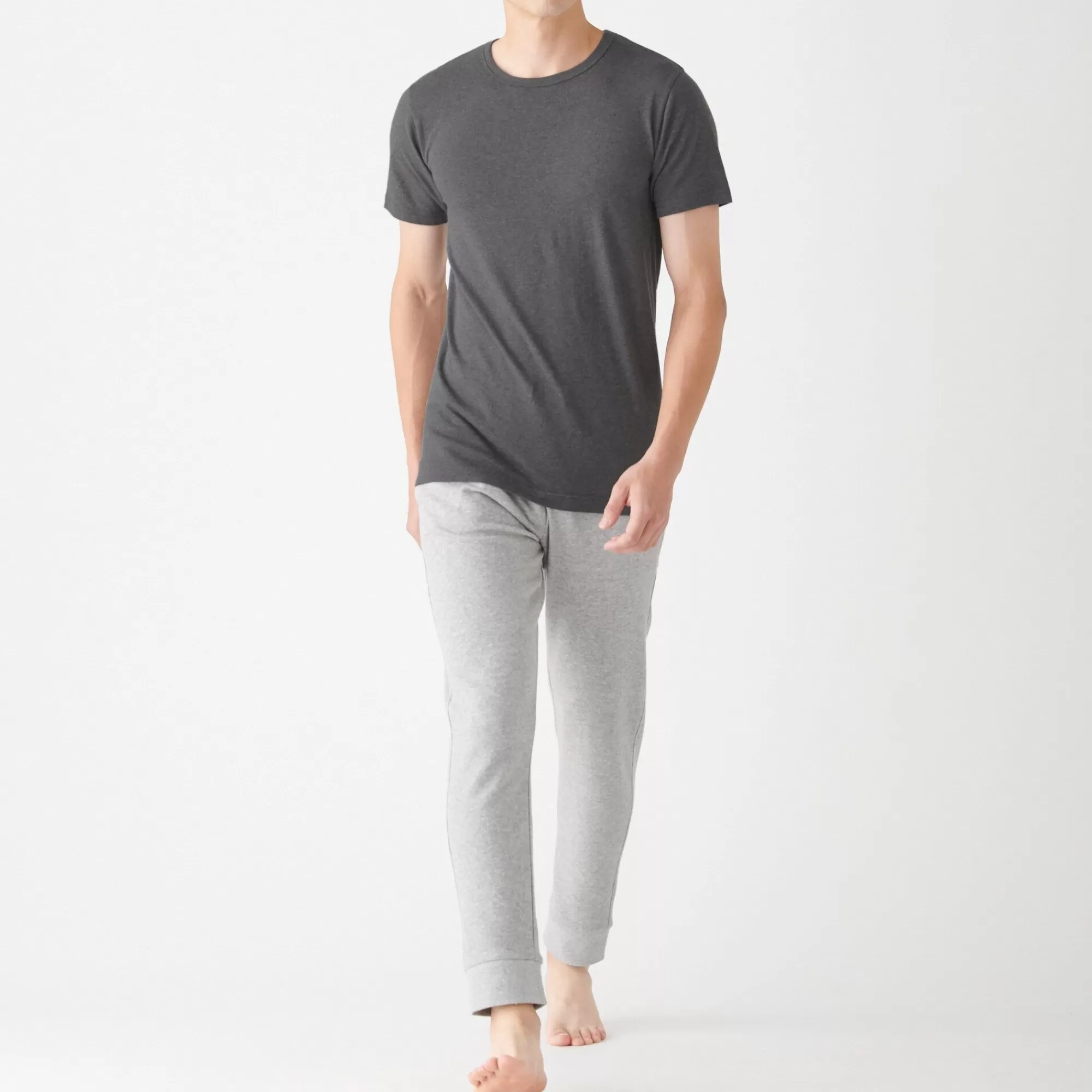 MUJI Men'S Heat Generating Cotton Crew Neck Short Sleeve T-Shirt Hot