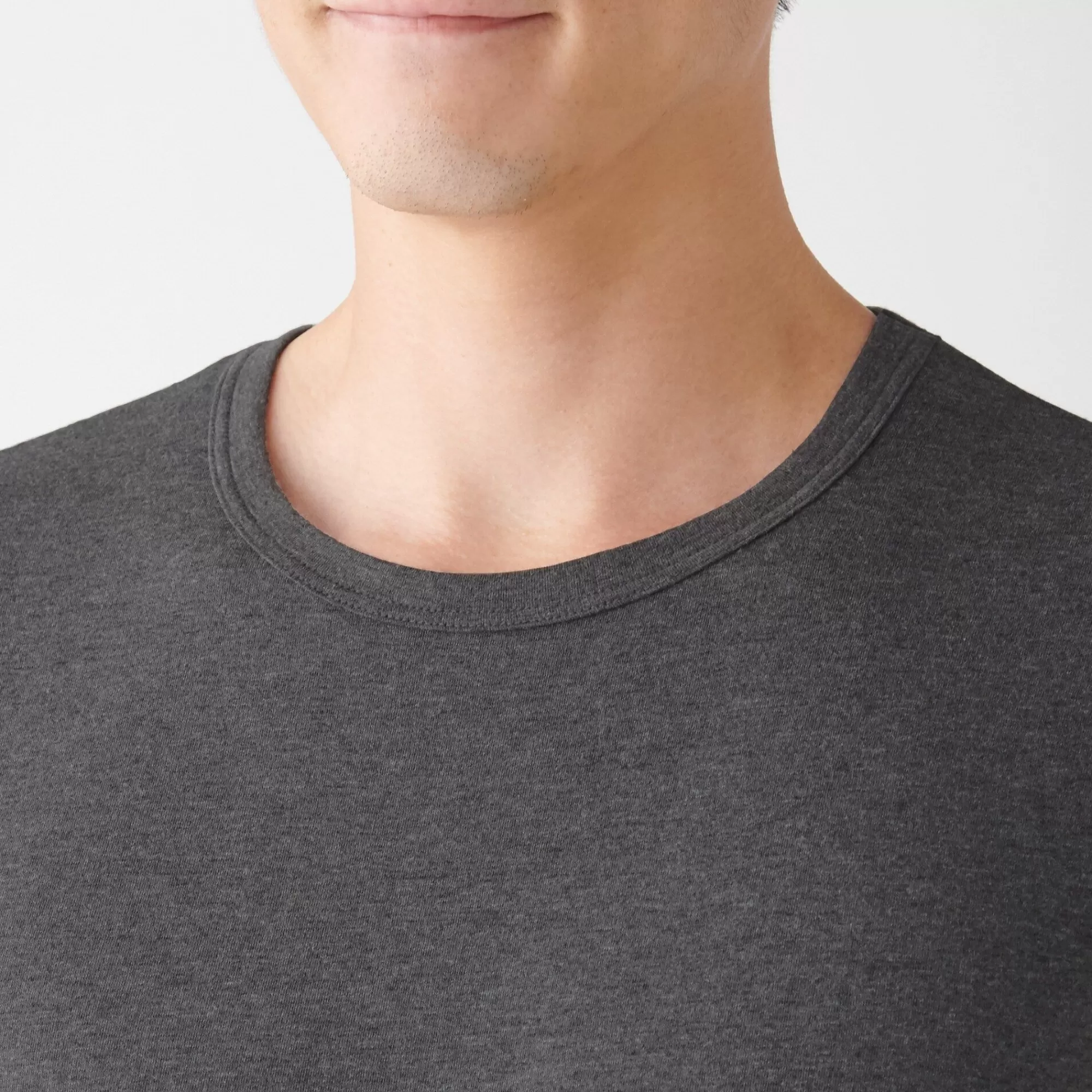 MUJI Men'S Heat Generating Cotton Crew Neck Short Sleeve T-Shirt Hot
