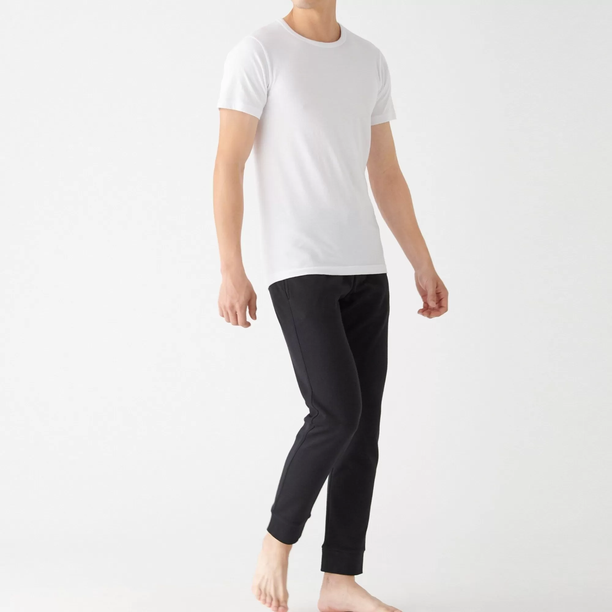 MUJI Men'S Heat Generating Cotton Crew Neck Short Sleeve T-Shirt Hot