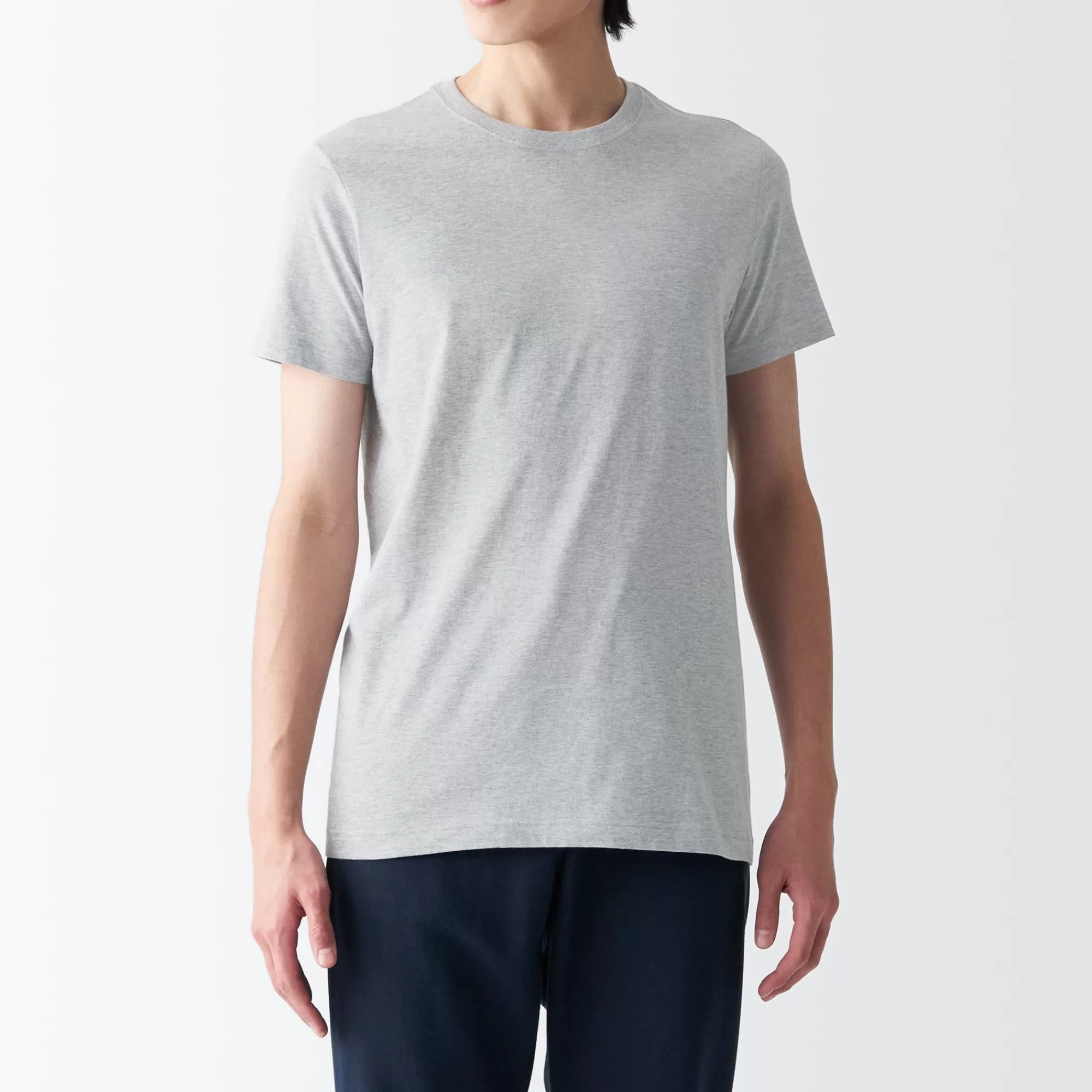 MUJI Men'S Side Seamless Jersey Crew Neck Short Sleeve T-Shirt Best Sale