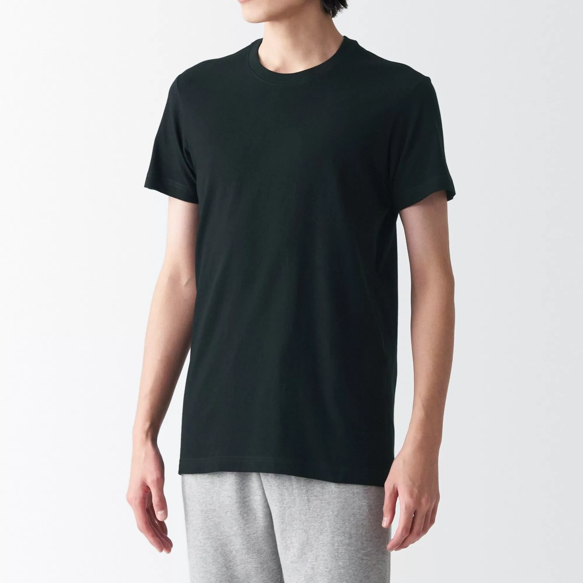 MUJI Men'S Side Seamless Jersey Crew Neck Short Sleeve T-Shirt New