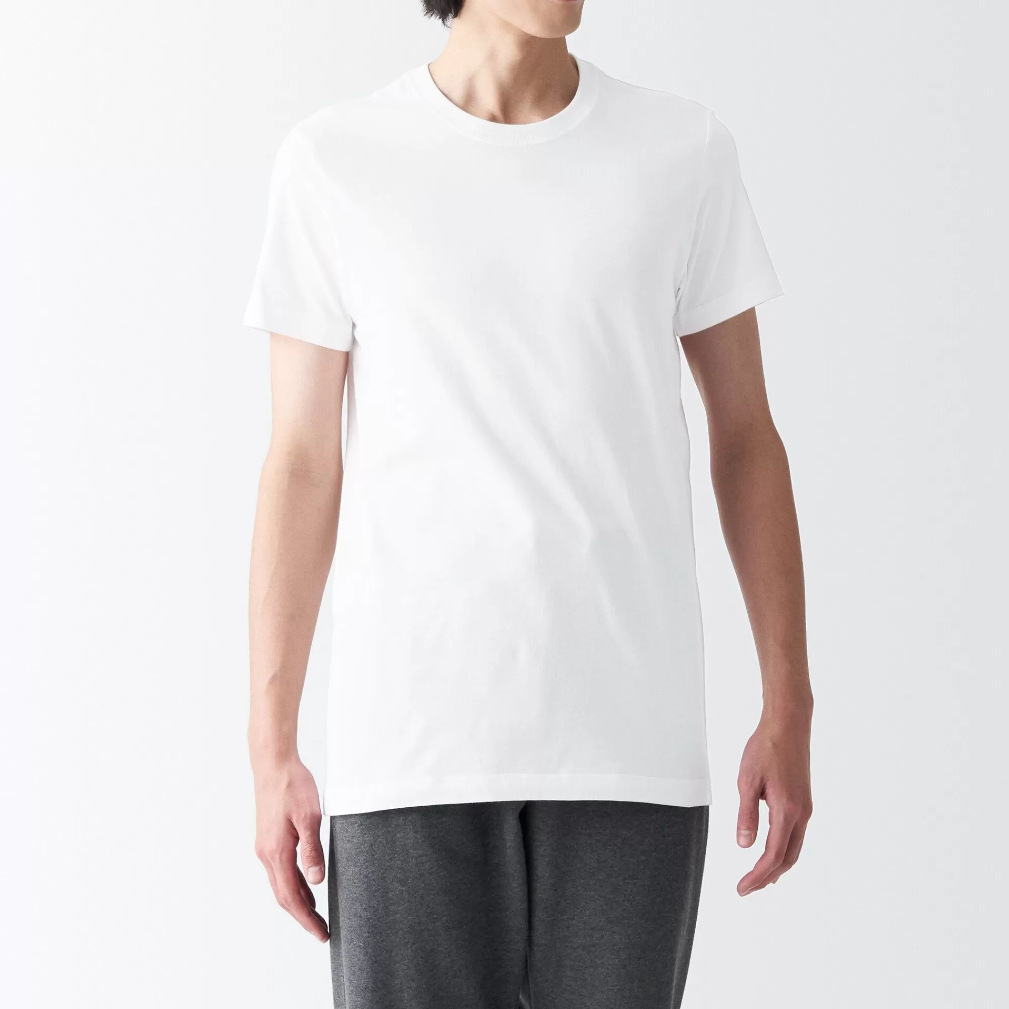 MUJI Men'S Side Seamless Jersey Crew Neck Short Sleeve T-Shirt White Online