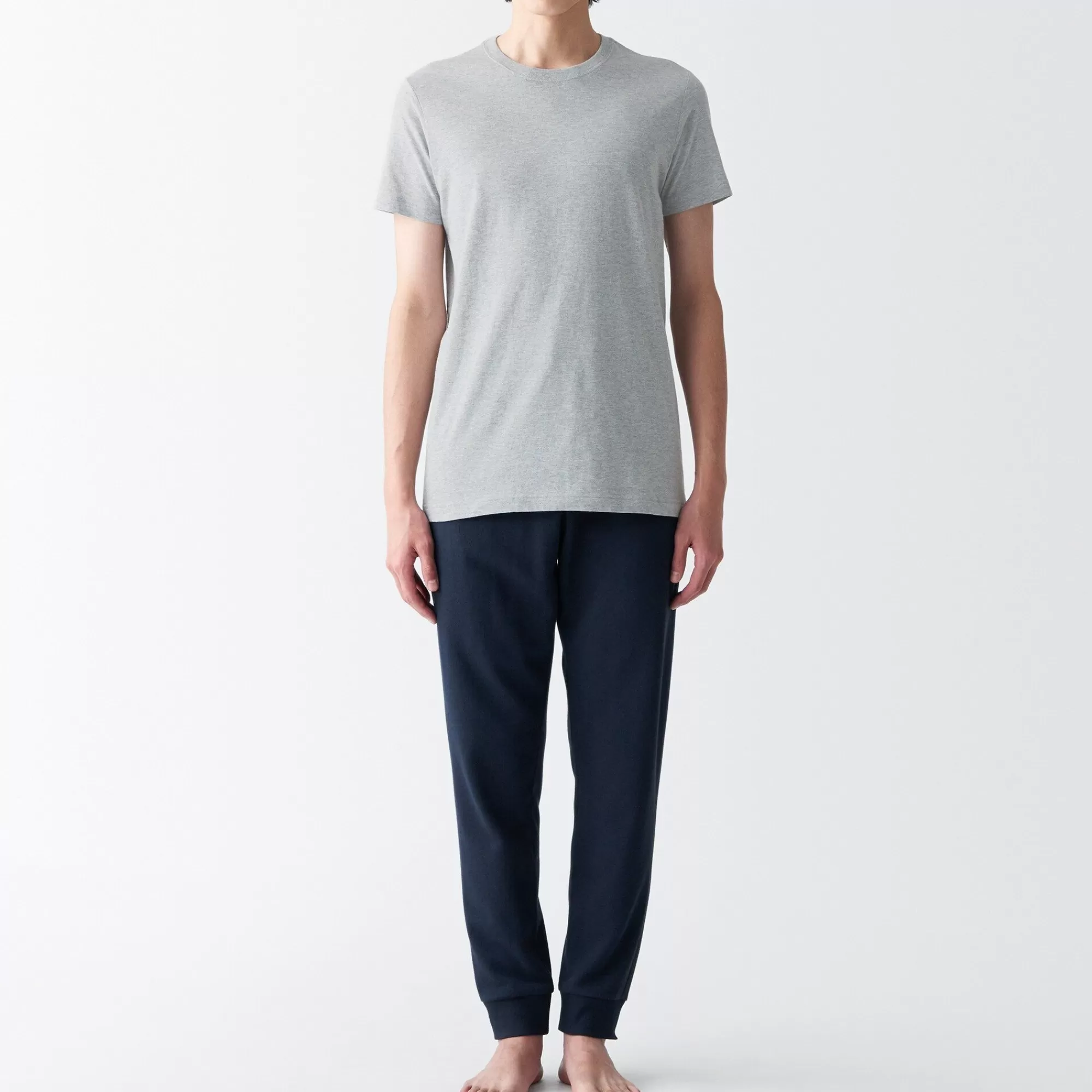 MUJI Men'S Side Seamless Jersey Crew Neck Short Sleeve T-Shirt New