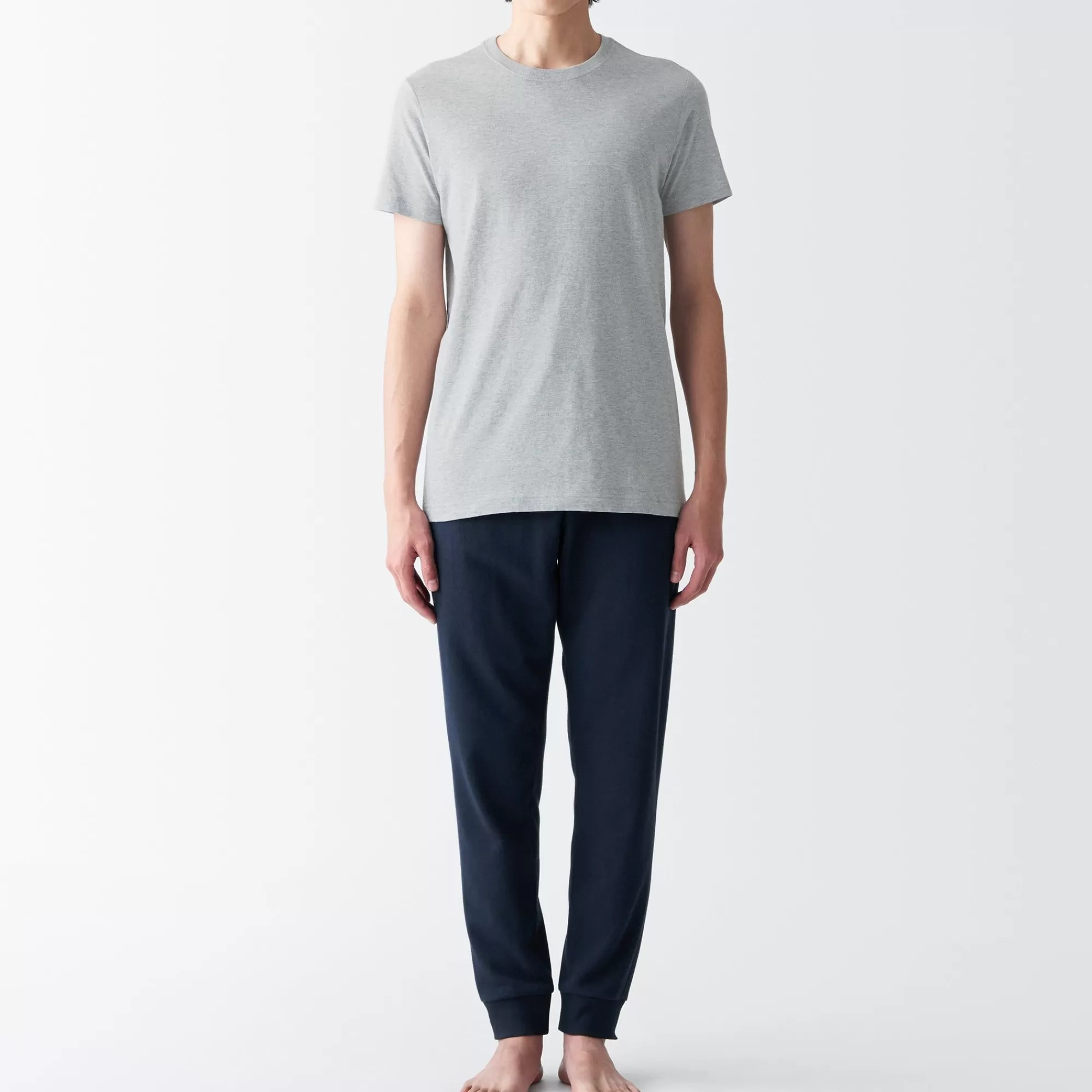 MUJI Men'S Side Seamless Jersey Crew Neck Short Sleeve T-Shirt Best Sale