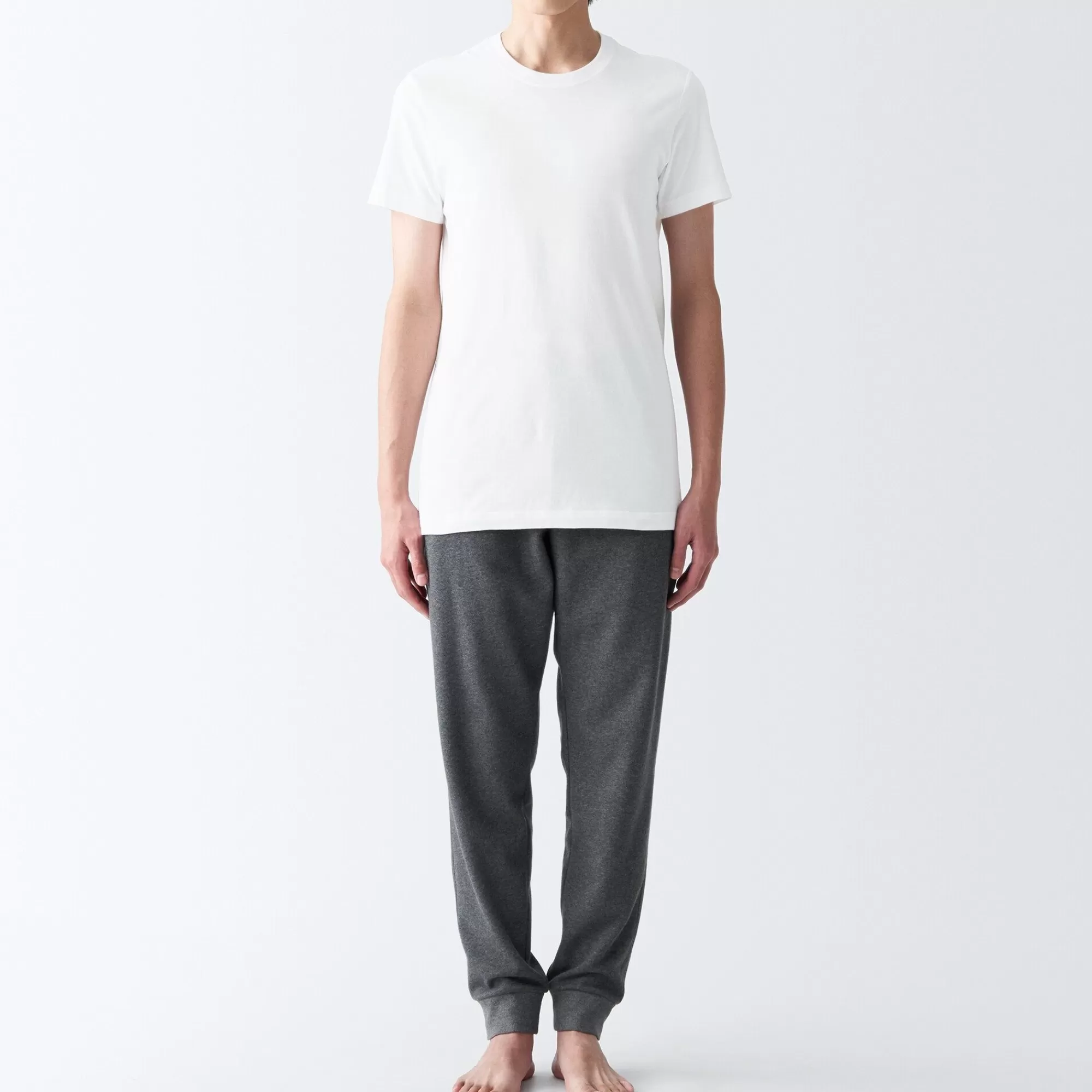 MUJI Men'S Side Seamless Jersey Crew Neck Short Sleeve T-Shirt White Online