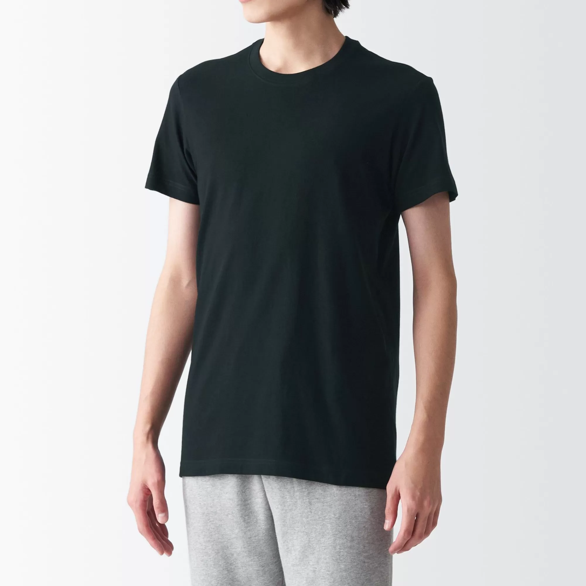 MUJI Men'S Side Seamless Jersey Crew Neck Short Sleeve T-Shirt Best Sale