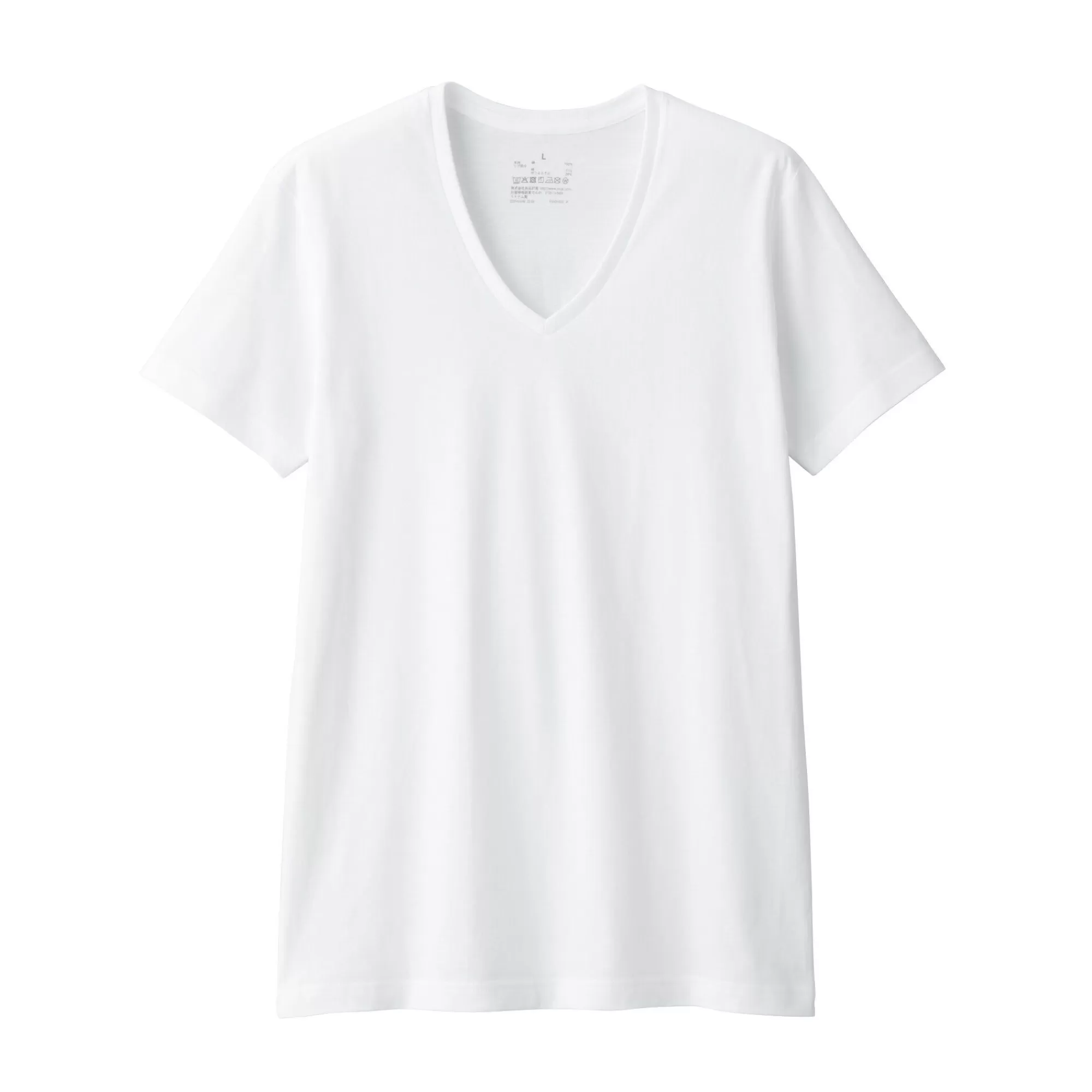 MUJI Men'S Side Seamless Jersey V Neck Short Sleeve T-Shirt White New