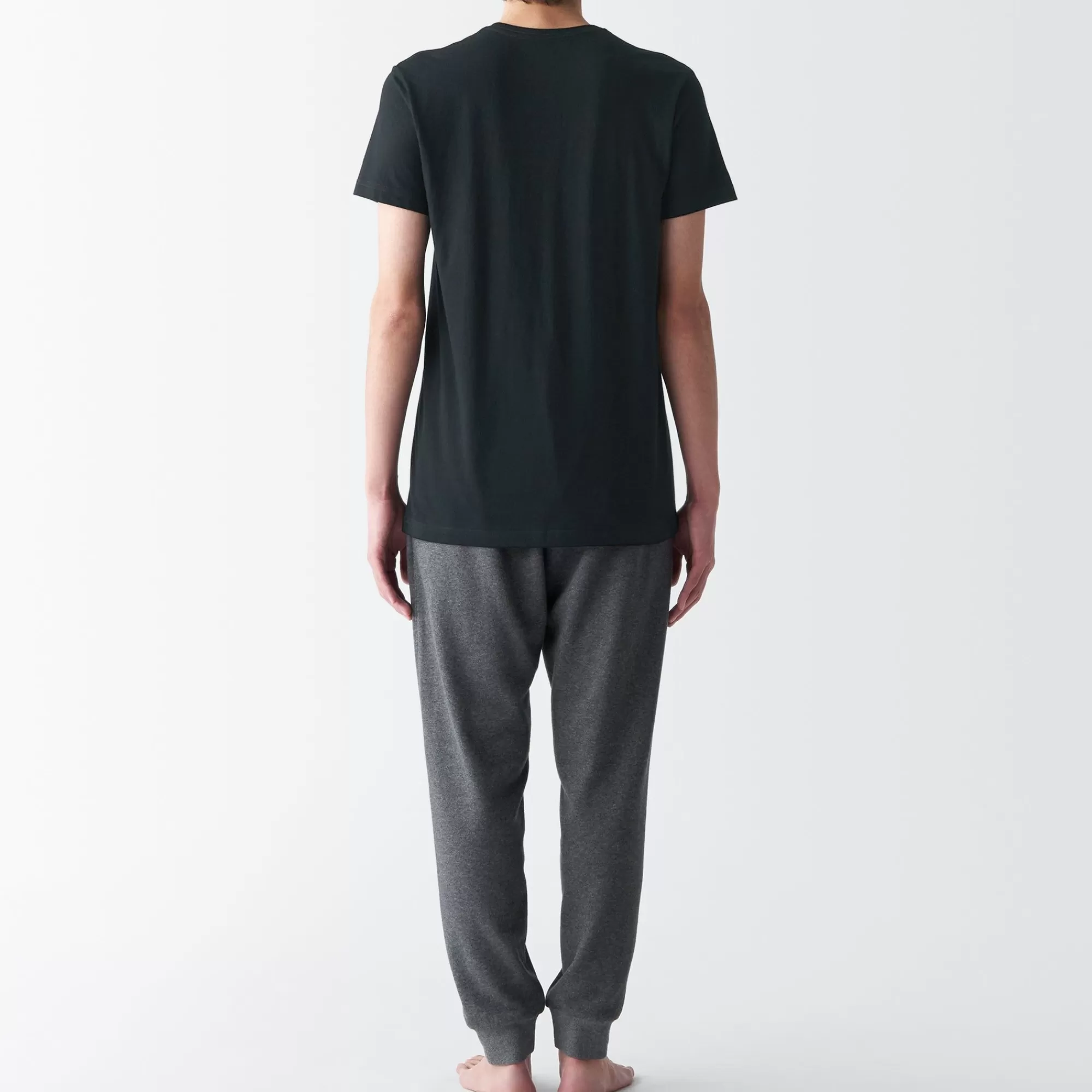 MUJI Men'S Side Seamless Jersey V Neck Short Sleeve T-Shirt Hot