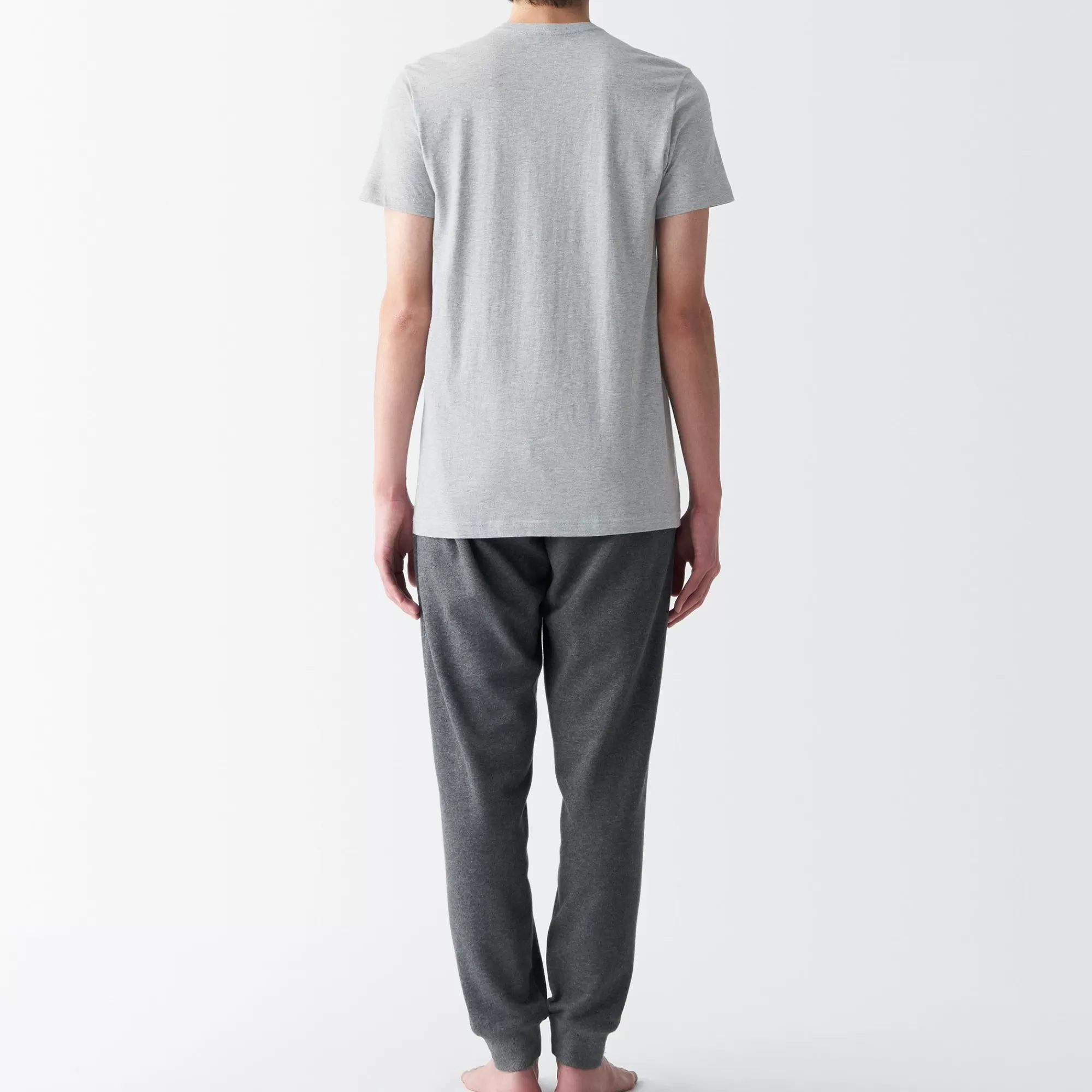 MUJI Men'S Side Seamless Jersey V Neck Short Sleeve T-Shirt Hot