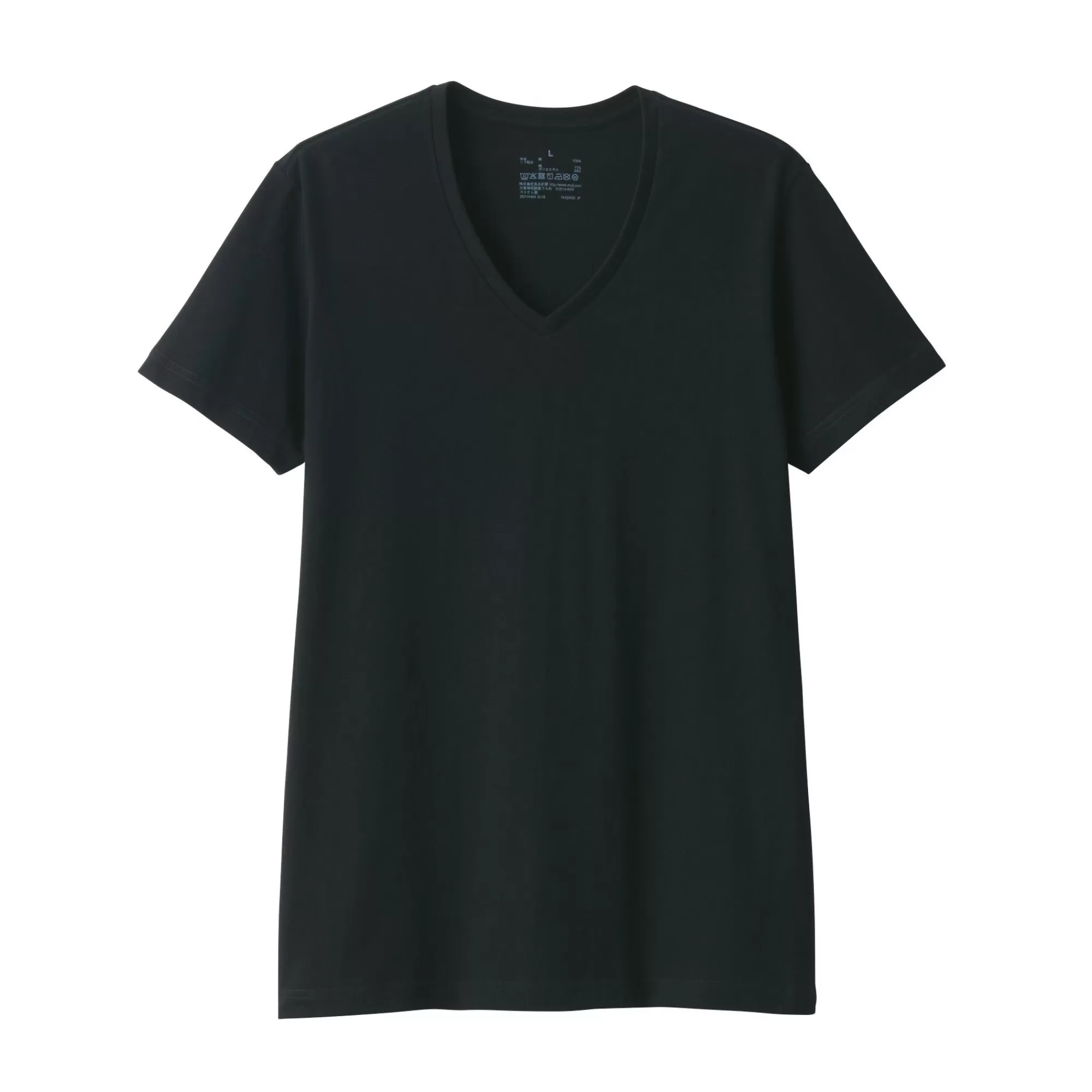 MUJI Men'S Side Seamless Jersey V Neck Short Sleeve T-Shirt Hot