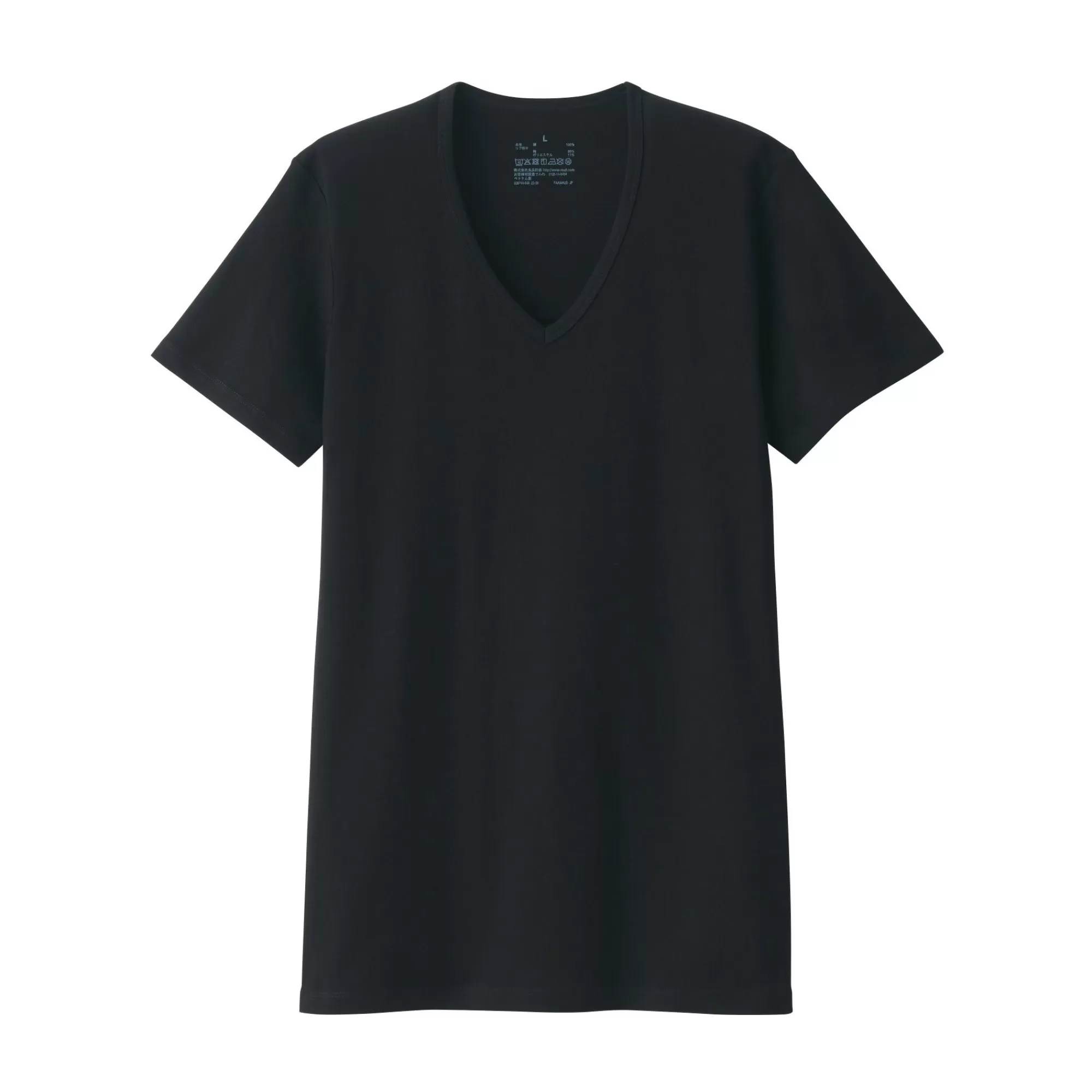 MUJI Men'S Side Seamless Ribbed V Neck Short Sleeve T-Shirt Best