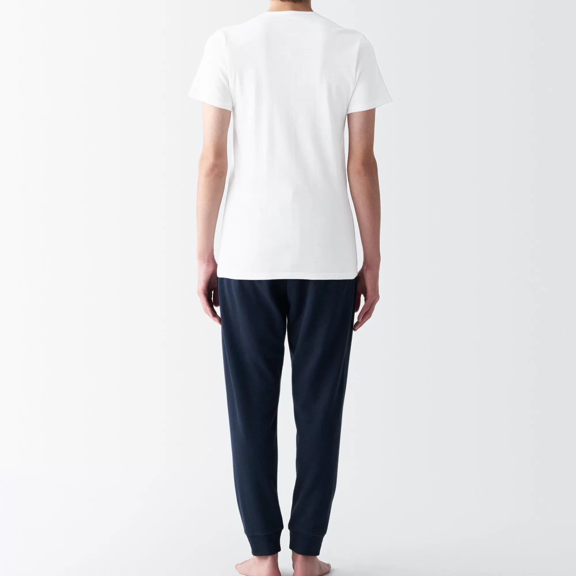 MUJI Men'S Side Seamless Ribbed V Neck Short Sleeve T-Shirt Best