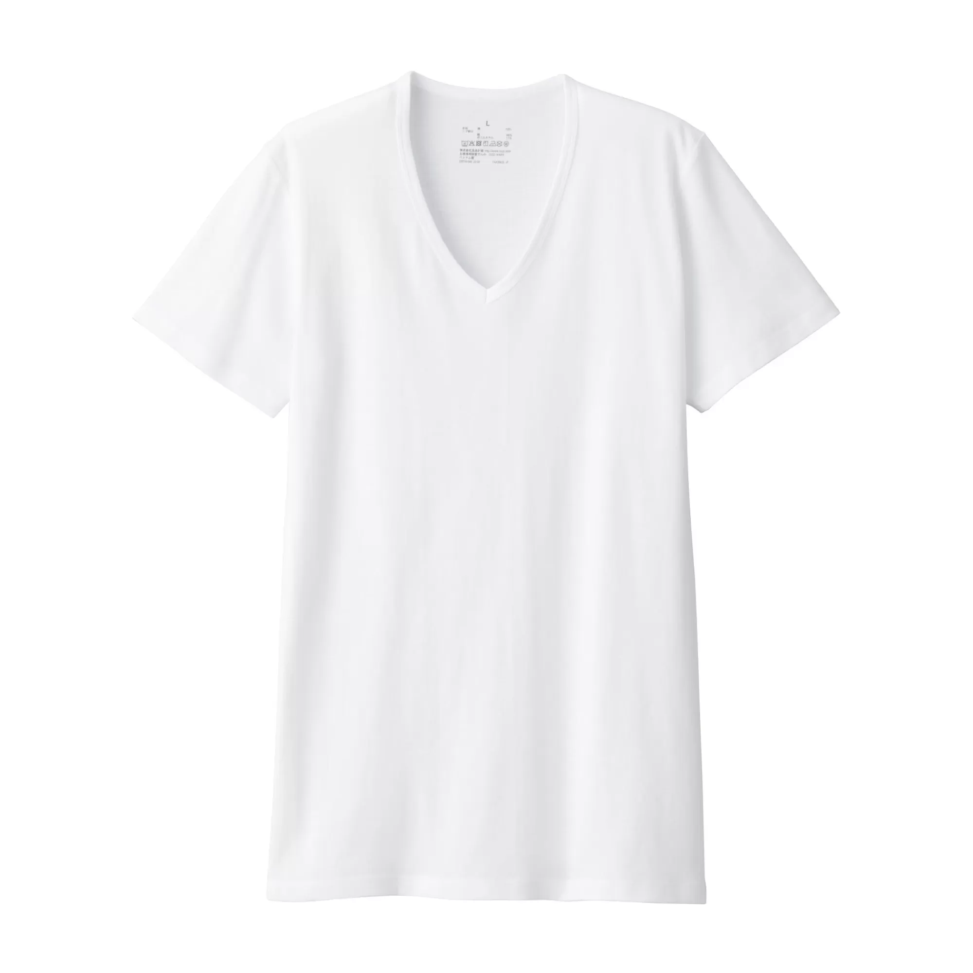 MUJI Men'S Side Seamless Ribbed V Neck Short Sleeve T-Shirt Best