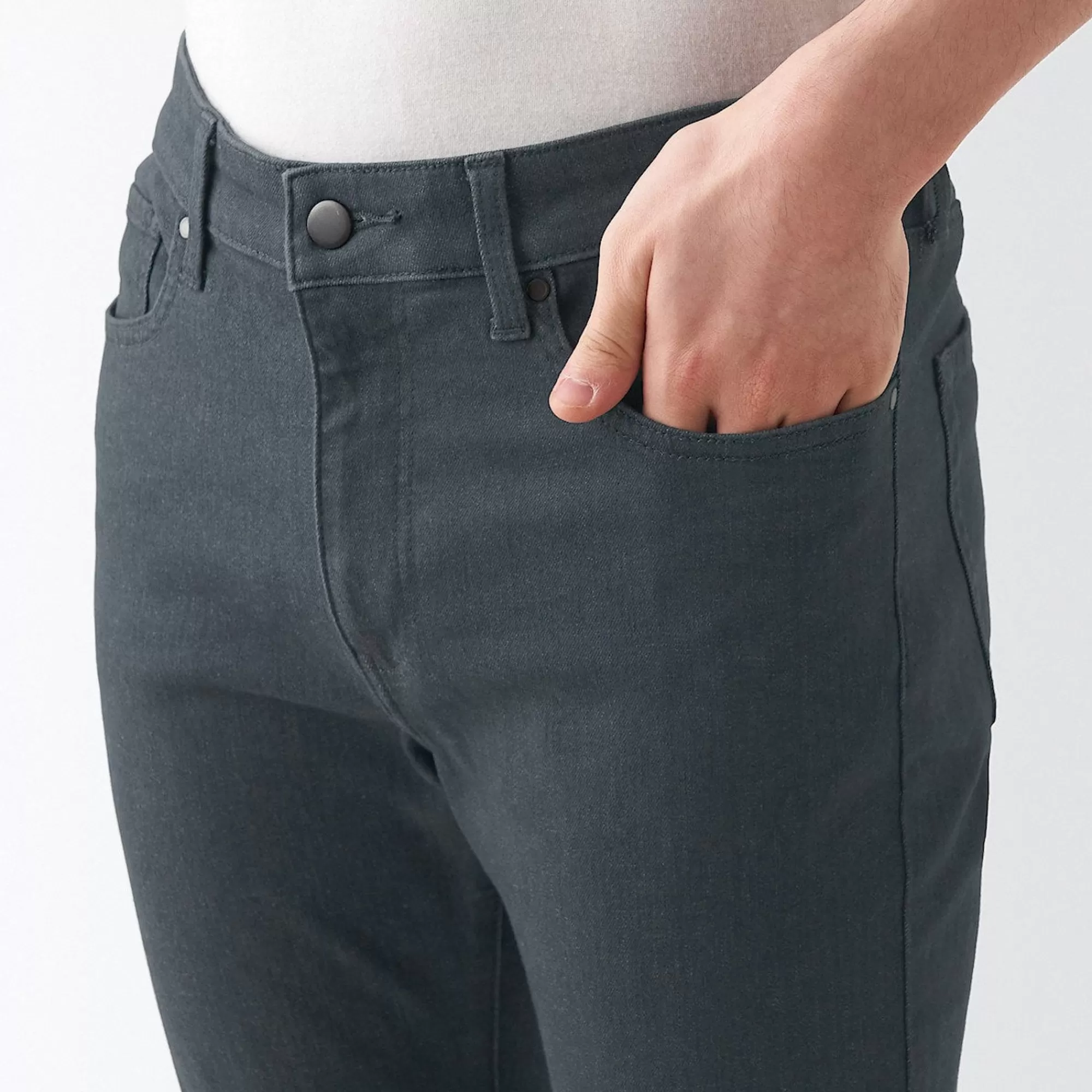 MUJI Men'S Super Stretch Denim Skinny Pants Charcoal Grey (L 30Inch / 76Cm) Charcoal Gray Outlet