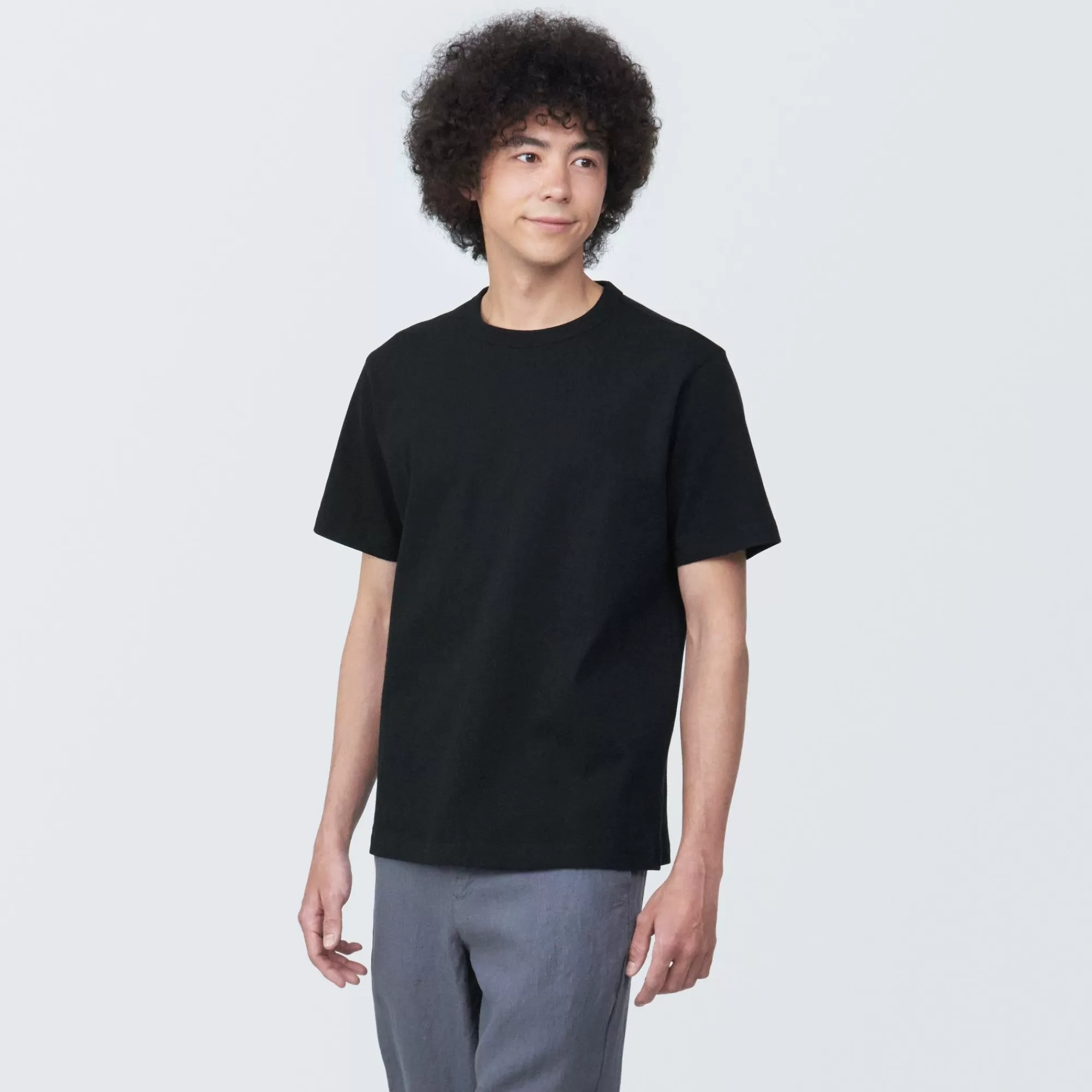 MUJI Men'S Washed Heavy Weight Crew Neck Short Sleeve T-Shirt Clearance
