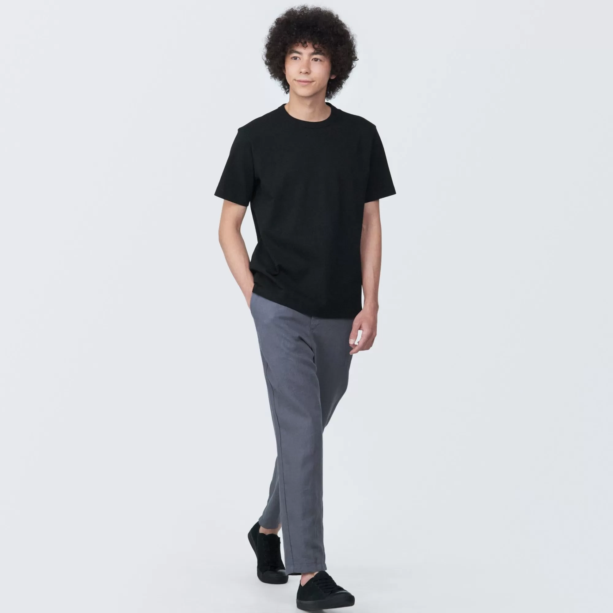 MUJI Men'S Washed Heavy Weight Crew Neck Short Sleeve T-Shirt Clearance