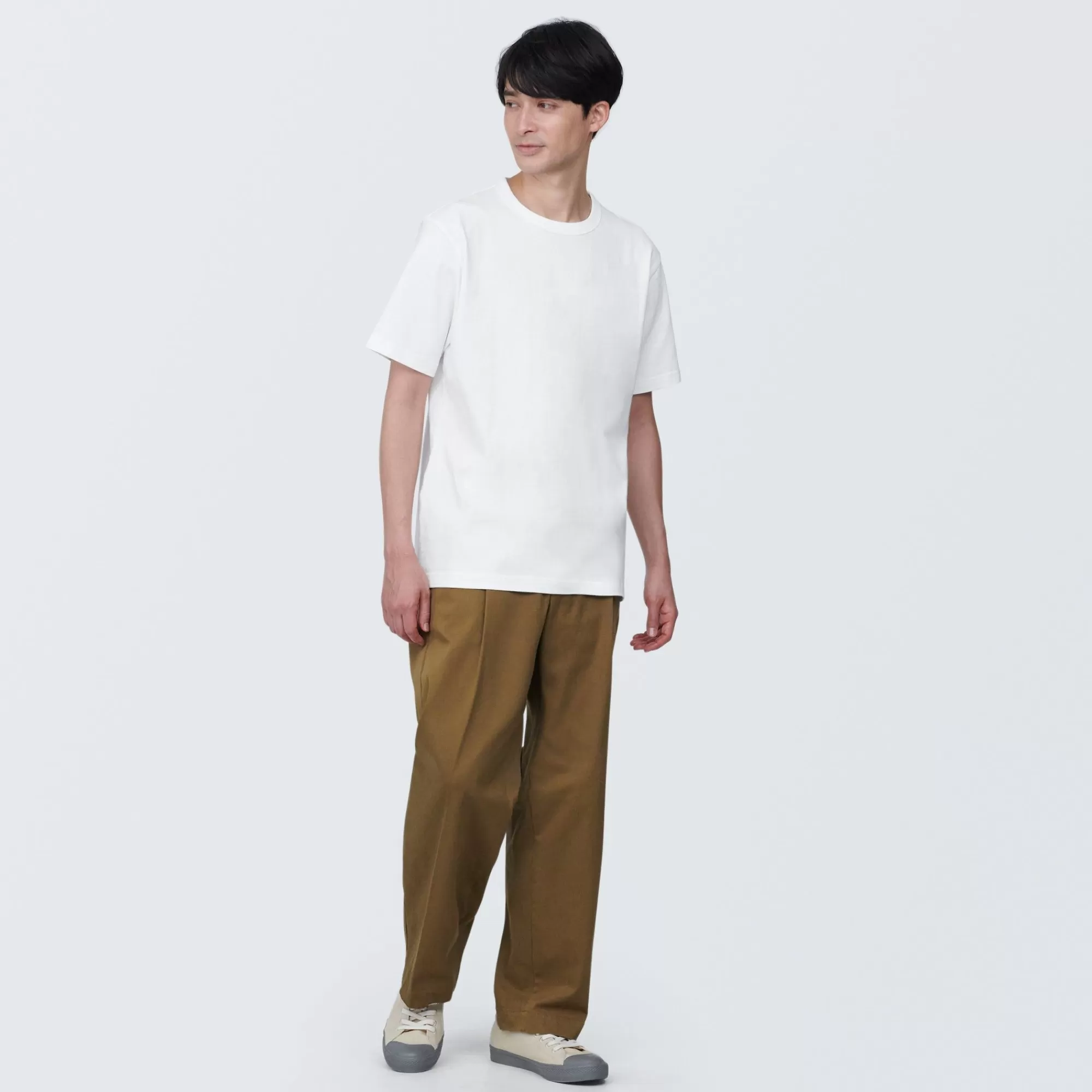 MUJI Men'S Washed Heavy Weight Crew Neck Short Sleeve T-Shirt Clearance