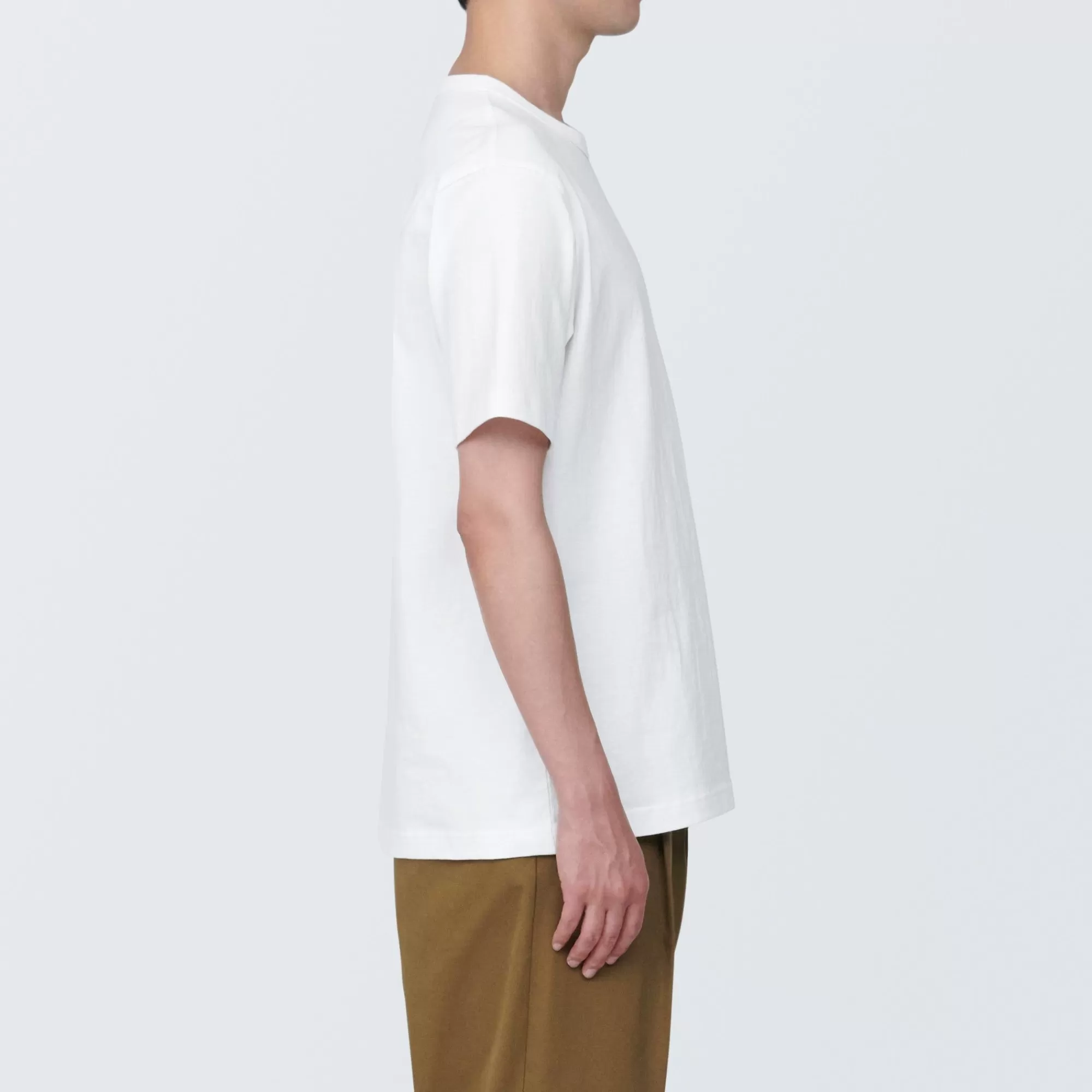 MUJI Men'S Washed Heavy Weight Crew Neck Short Sleeve T-Shirt Clearance