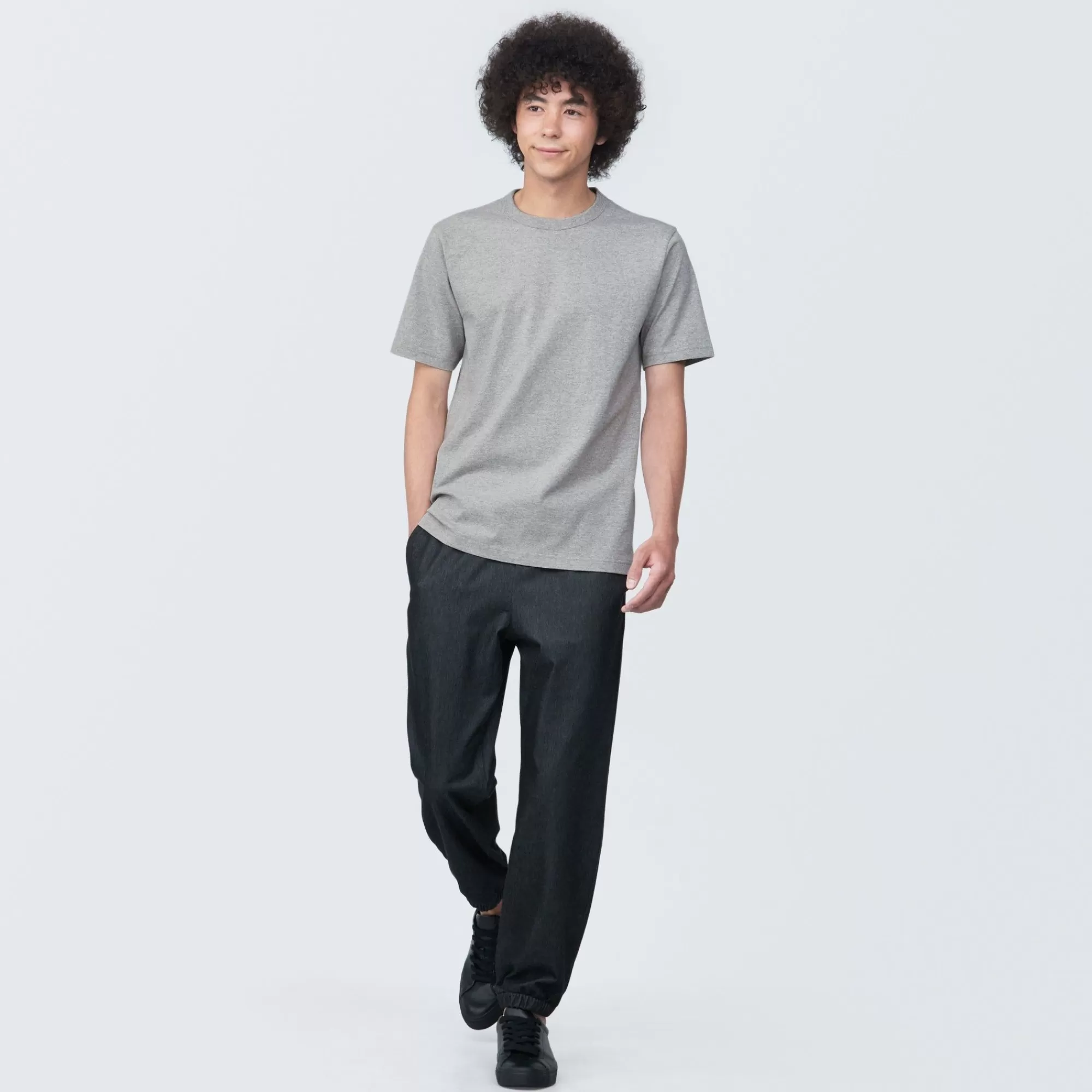 MUJI Men'S Washed Heavy Weight Crew Neck Short Sleeve T-Shirt Clearance