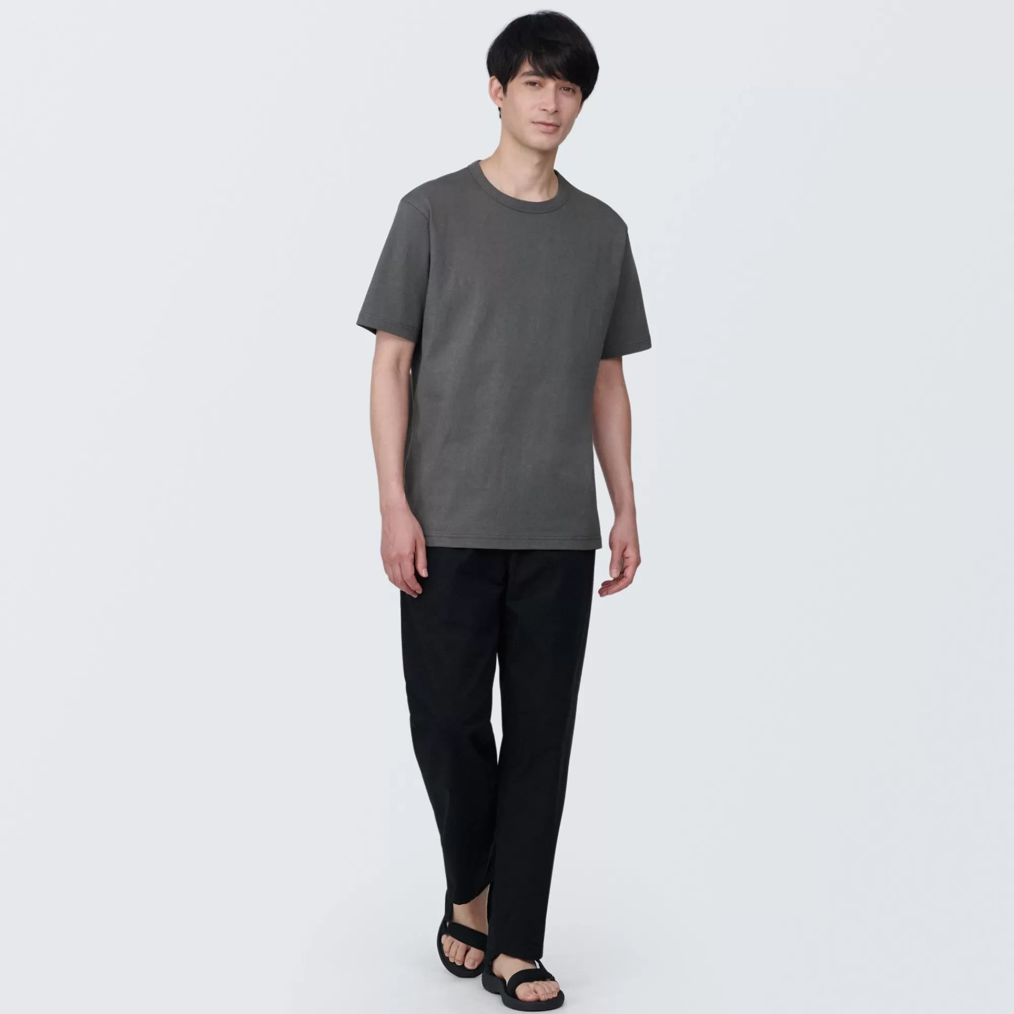 MUJI Men'S Washed Heavy Weight Crew Neck Short Sleeve T-Shirt Clearance