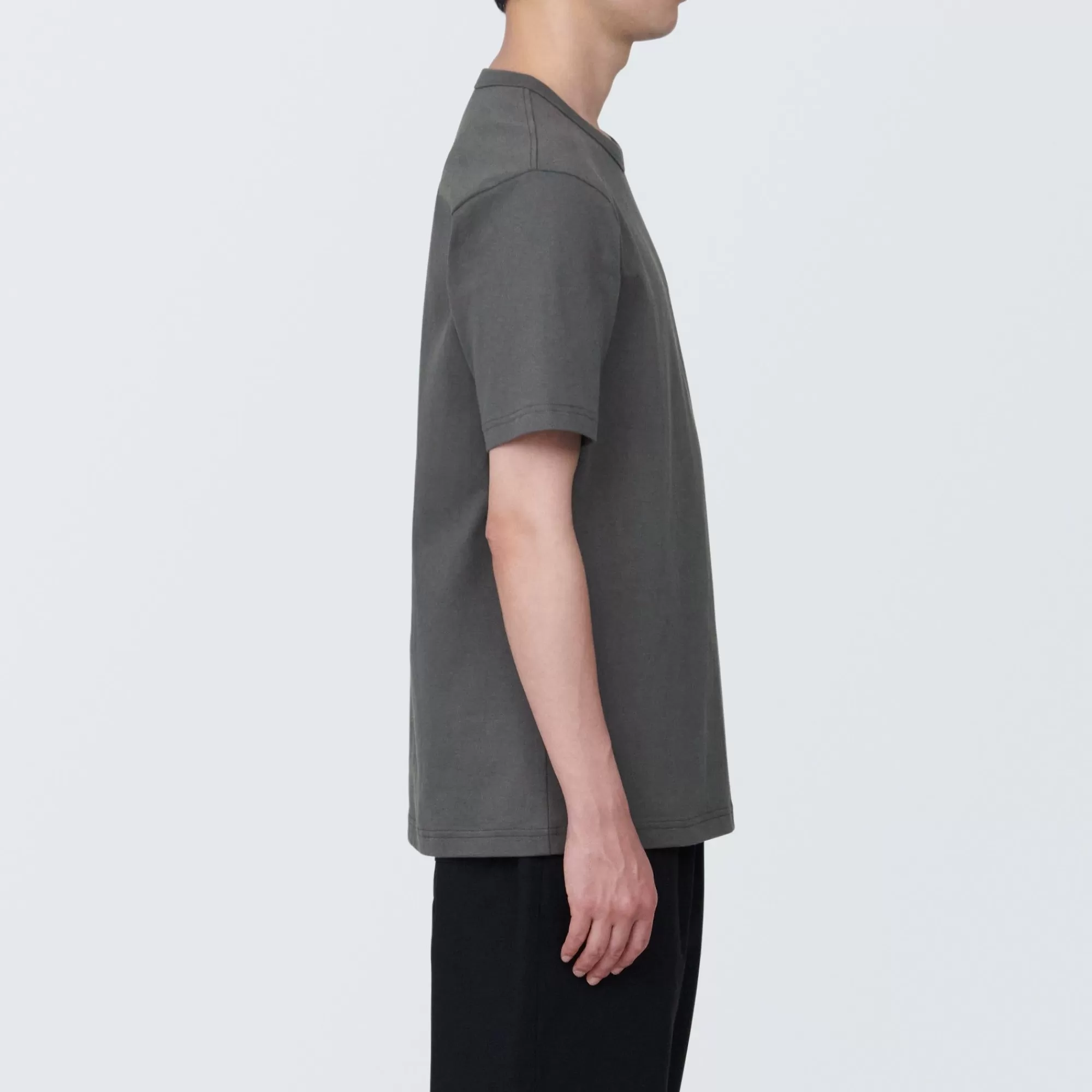 MUJI Men'S Washed Heavy Weight Crew Neck Short Sleeve T-Shirt Clearance