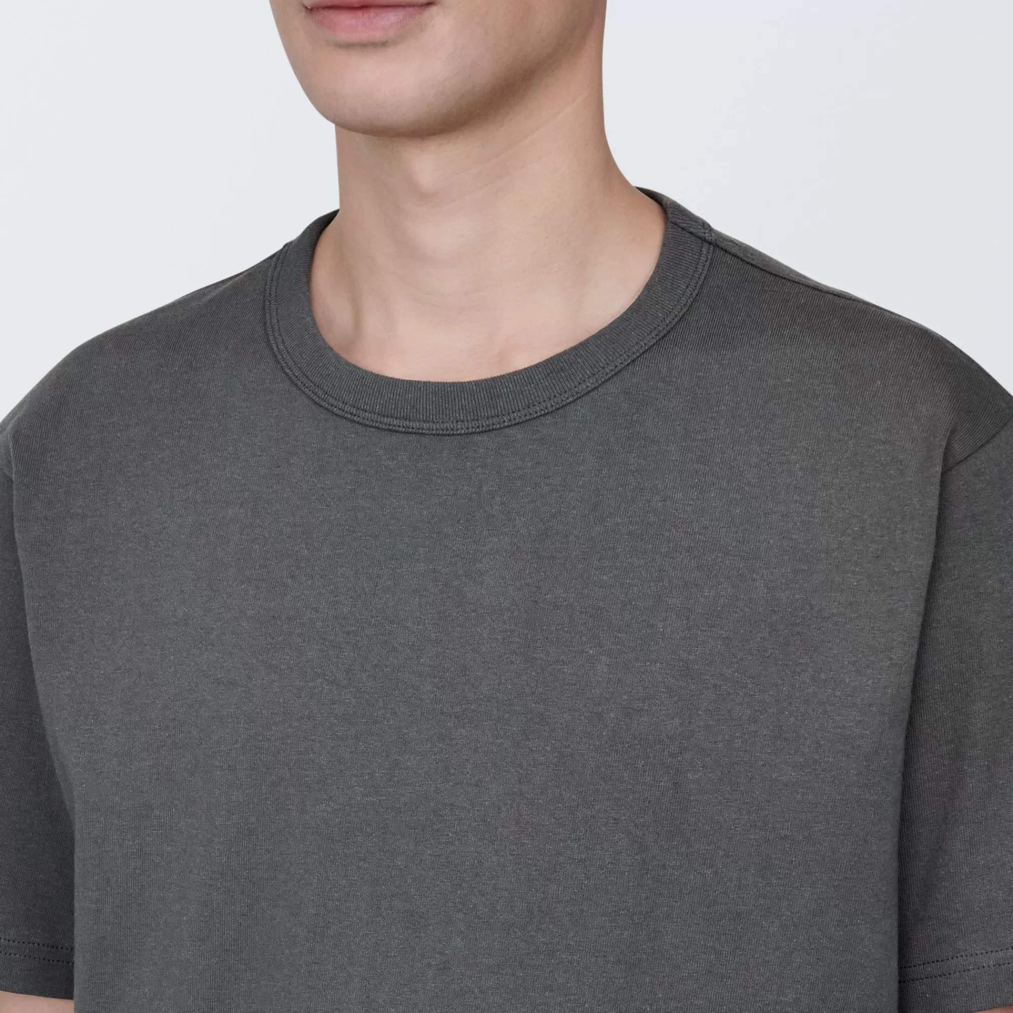 MUJI Men'S Washed Heavy Weight Crew Neck Short Sleeve T-Shirt Clearance