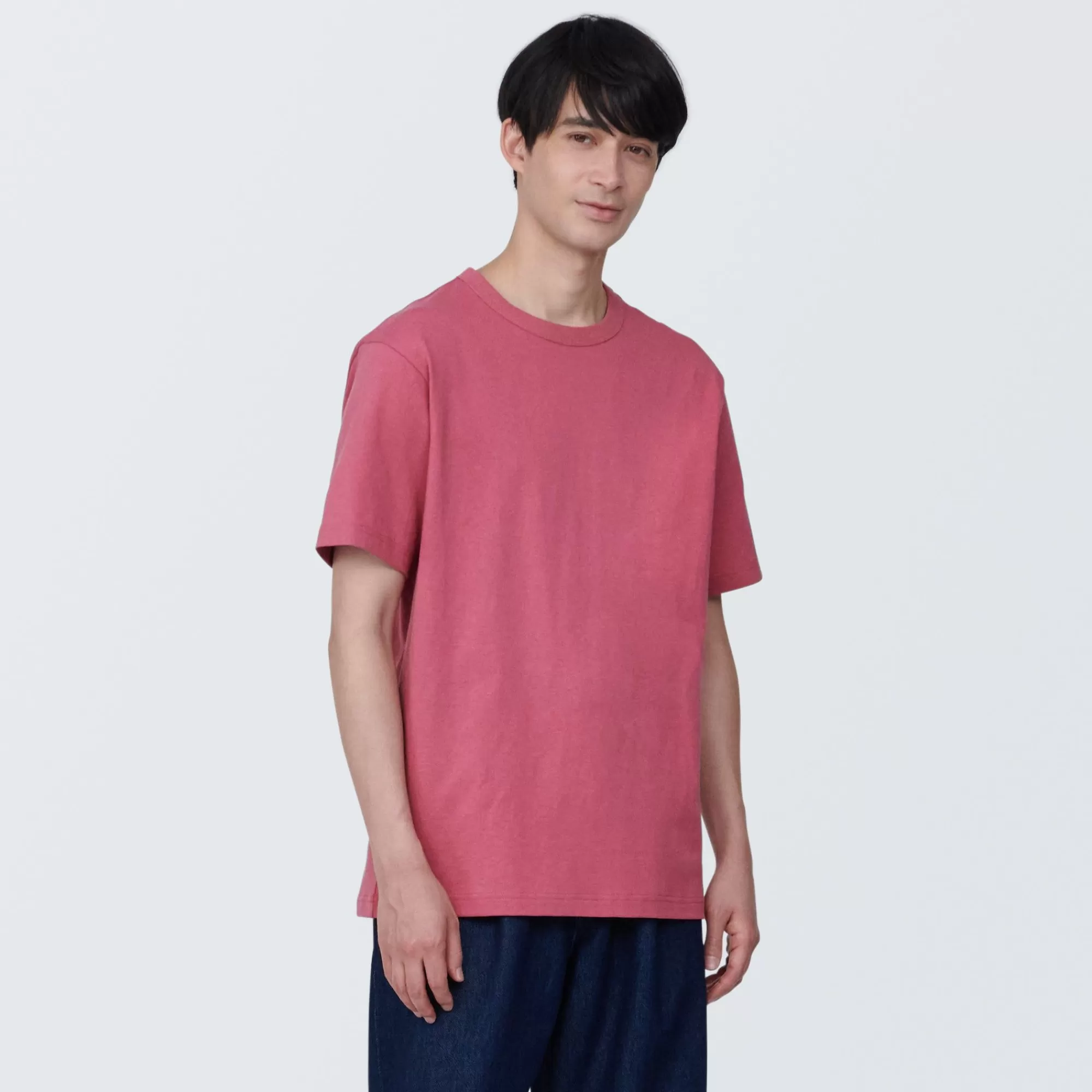 MUJI Men'S Washed Heavy Weight Crew Neck Short Sleeve T-Shirt Clearance