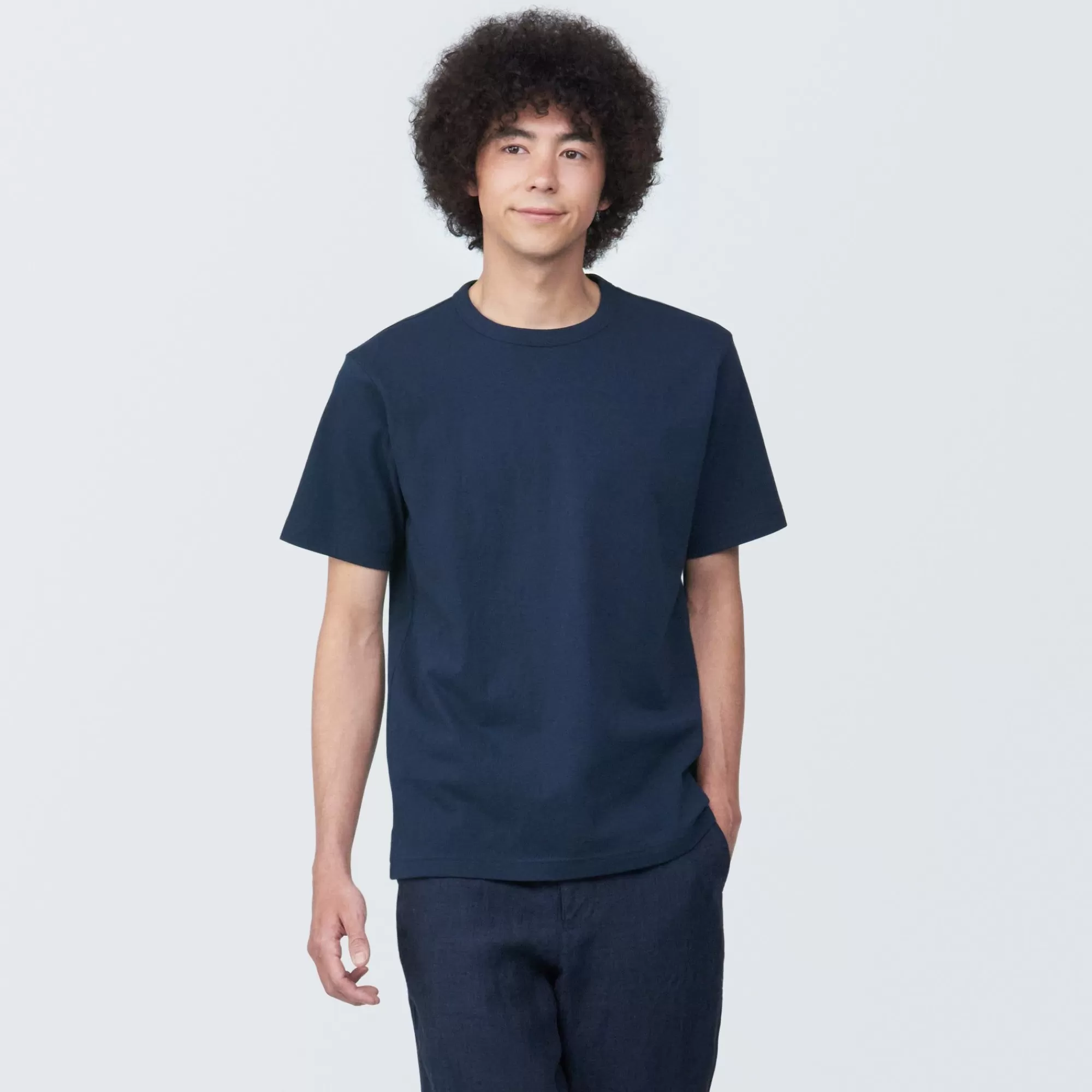 MUJI Men'S Washed Heavy Weight Crew Neck Short Sleeve T-Shirt Clearance