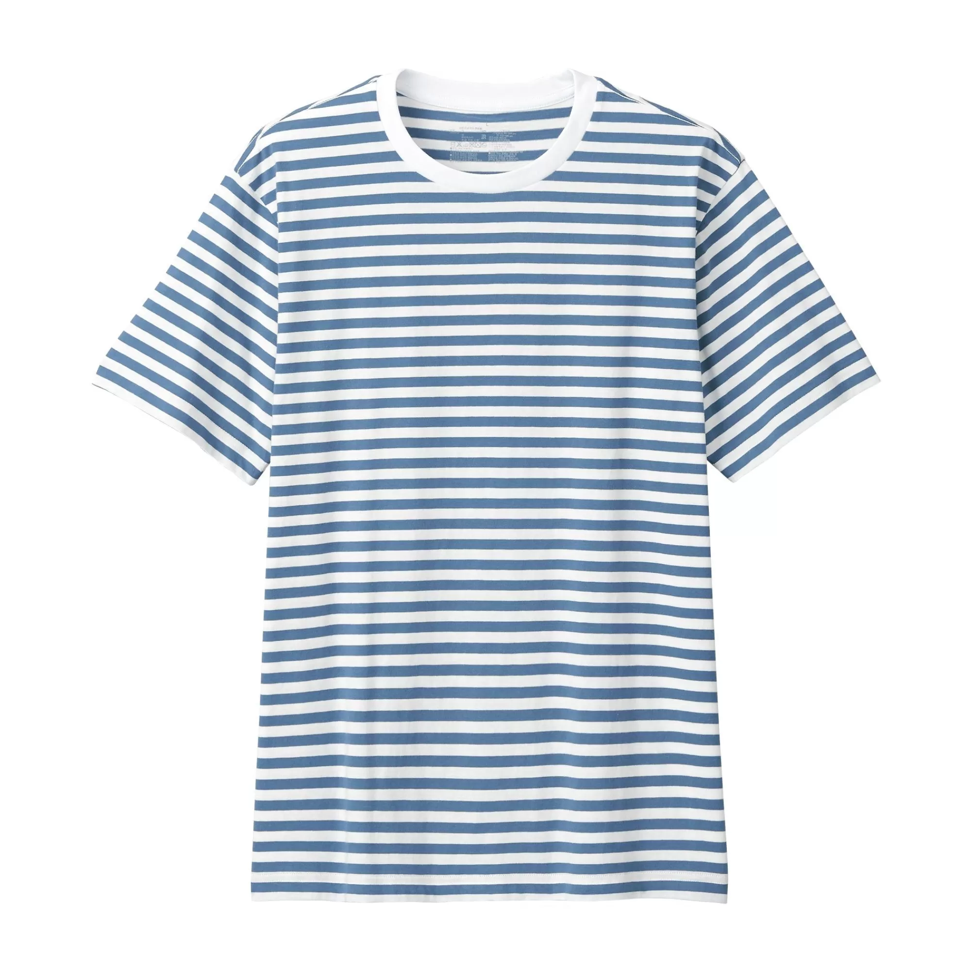 MUJI Men'S Washed Jersey Crew Neck Short Sleeve Stripe T-Shirt Cheap