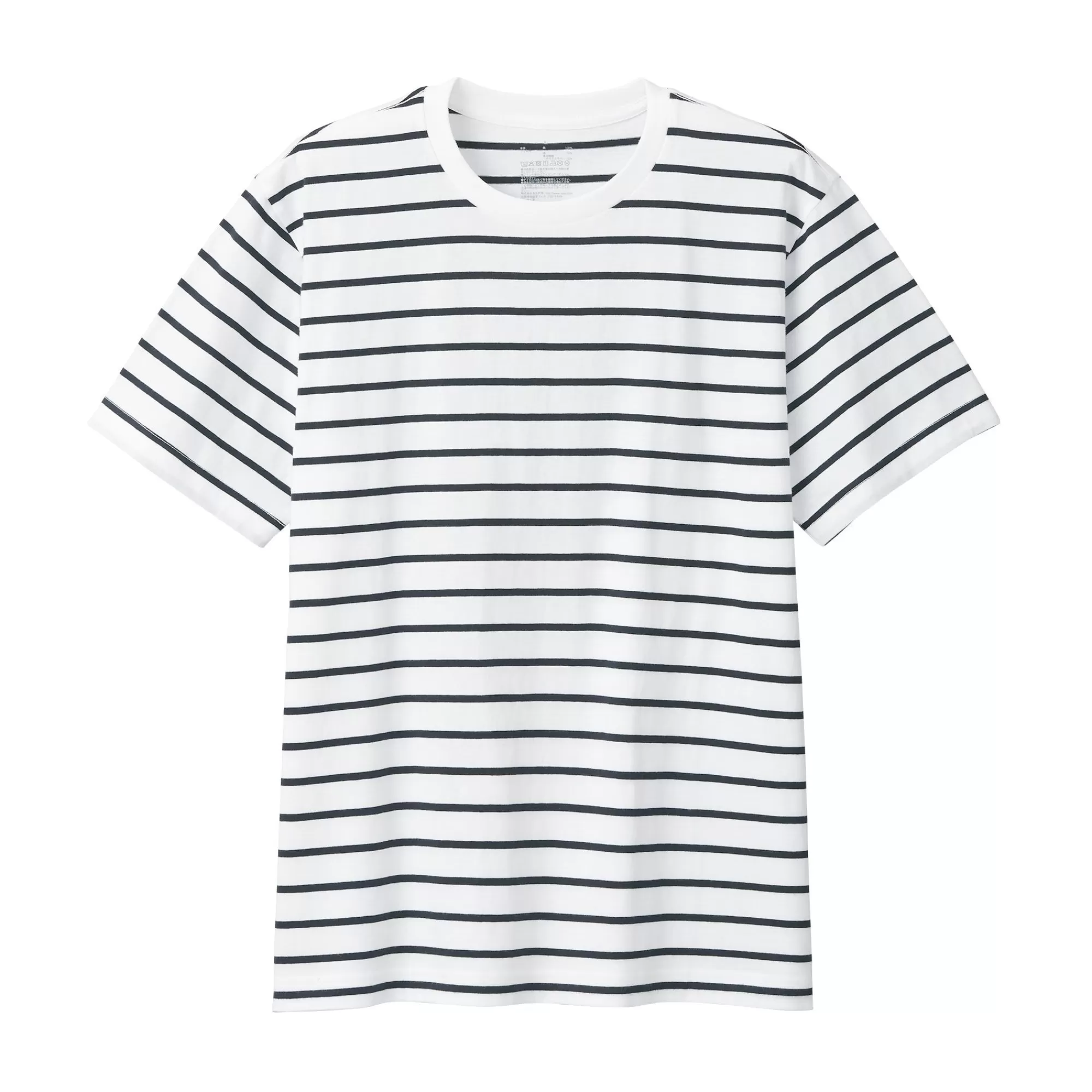 MUJI Men'S Washed Jersey Crew Neck Short Sleeve Stripe T-Shirt Cheap