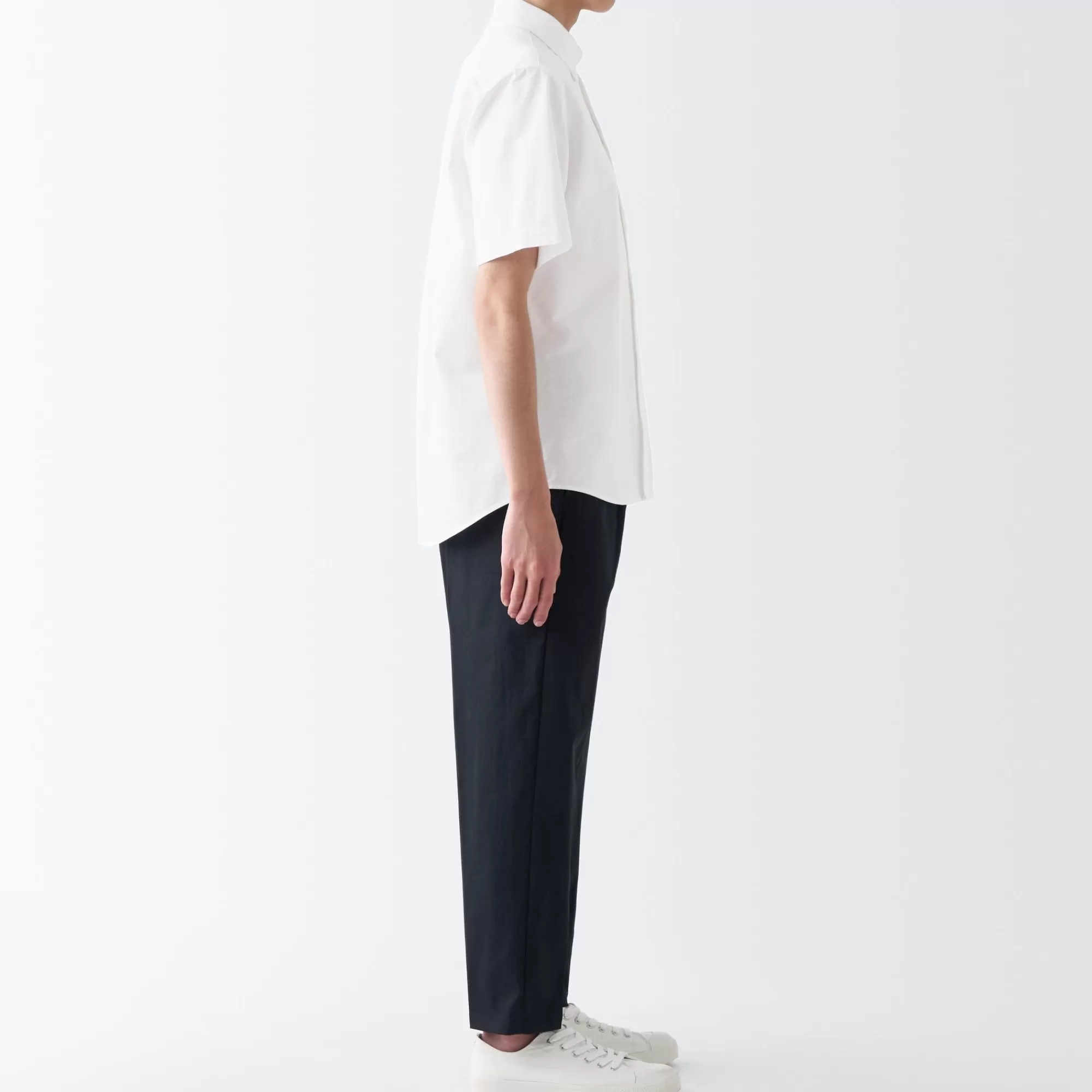 MUJI Men'S Washed Oxford Button Down Short Sleeve Shirt Clearance