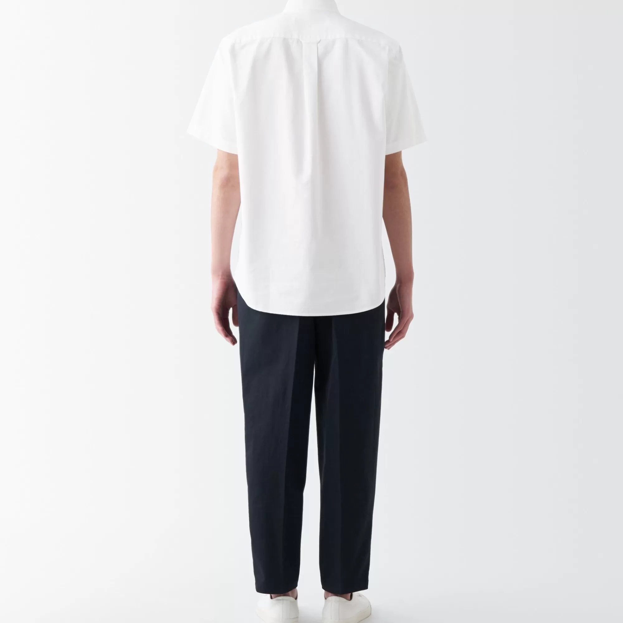 MUJI Men'S Washed Oxford Button Down Short Sleeve Shirt Clearance