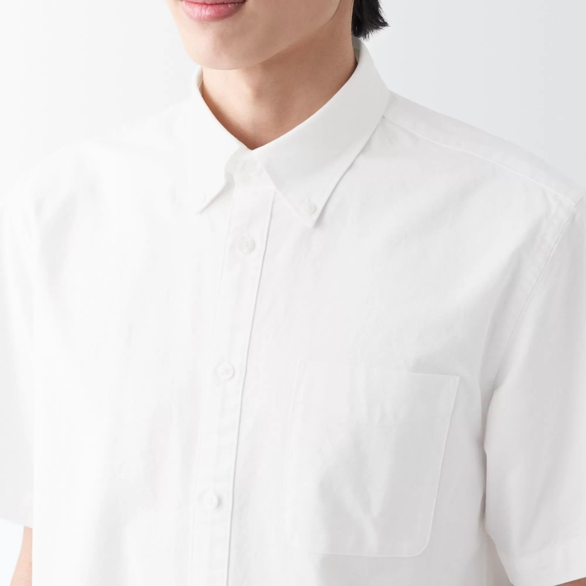 MUJI Men'S Washed Oxford Button Down Short Sleeve Shirt Clearance