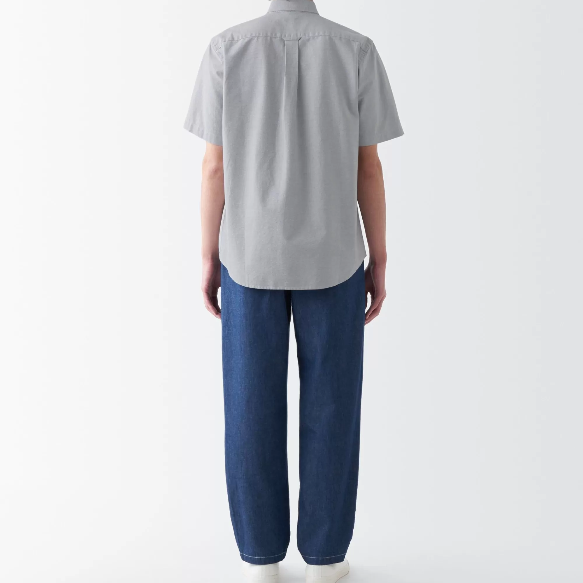 MUJI Men'S Washed Oxford Button Down Short Sleeve Shirt Clearance