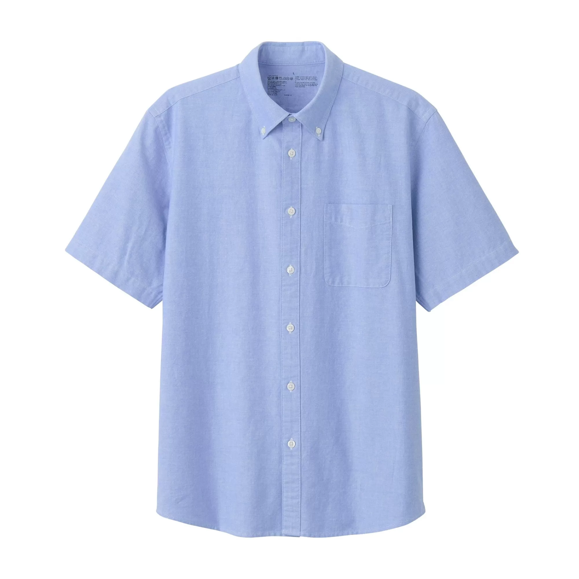MUJI Men'S Washed Oxford Button Down Short Sleeve Shirt Clearance