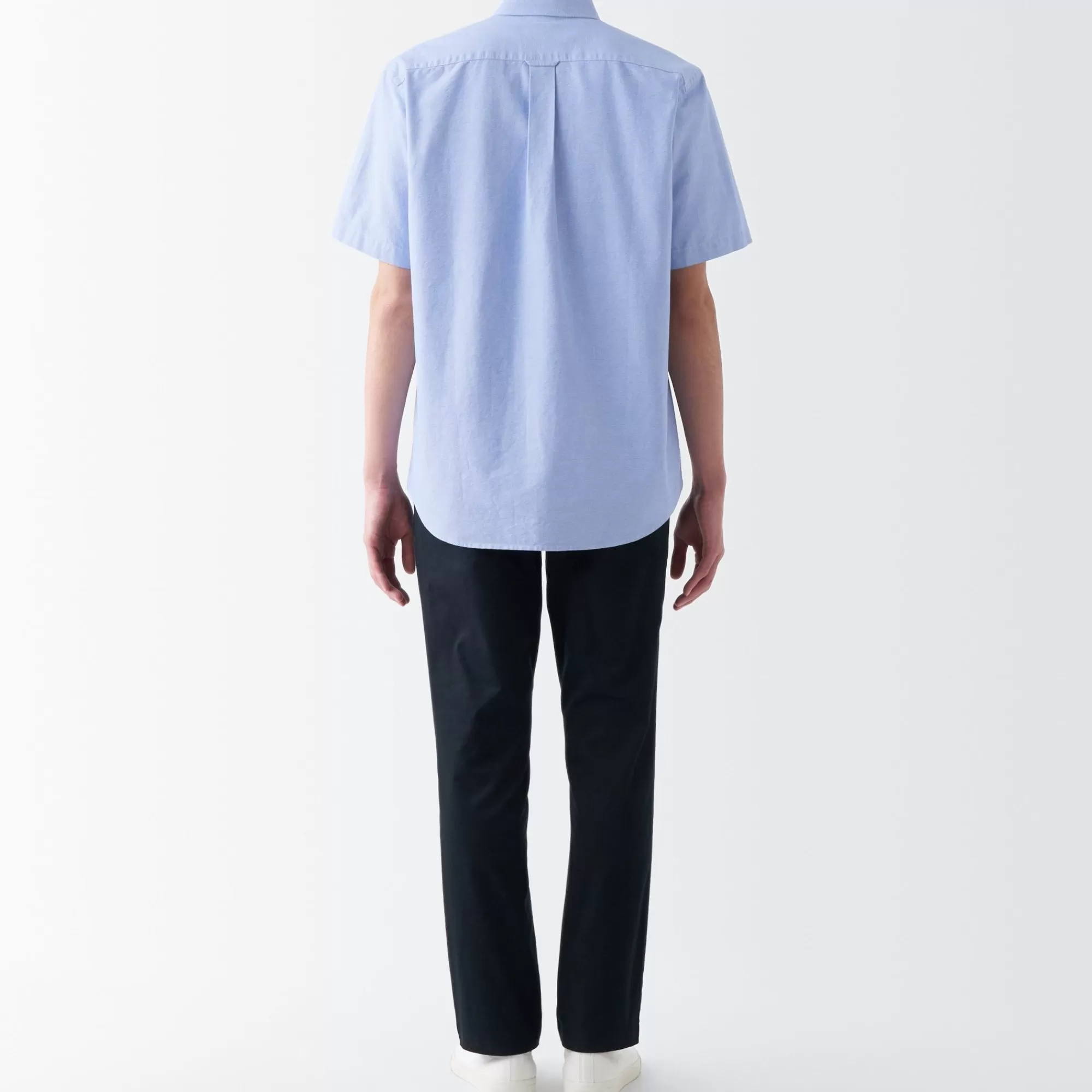 MUJI Men'S Washed Oxford Button Down Short Sleeve Shirt Clearance