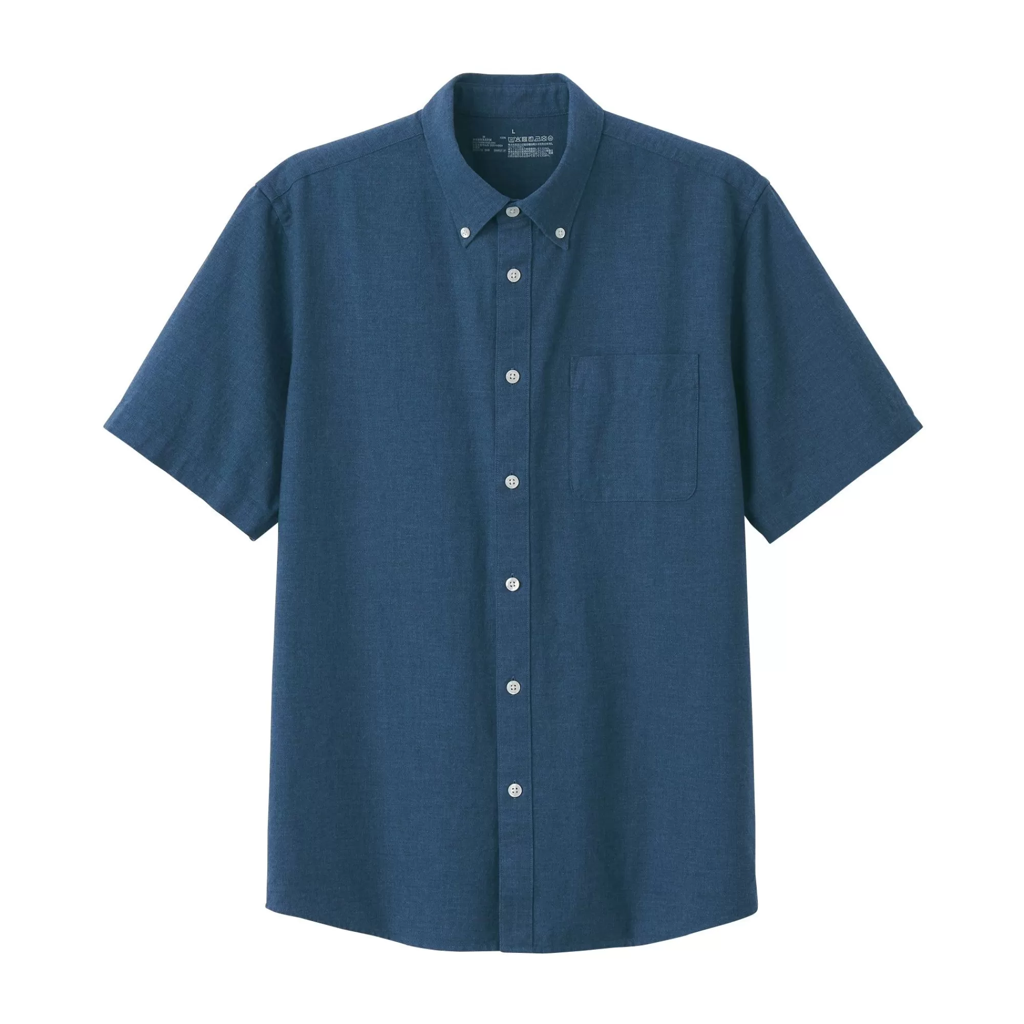 MUJI Men'S Washed Oxford Button Down Short Sleeve Shirt Clearance