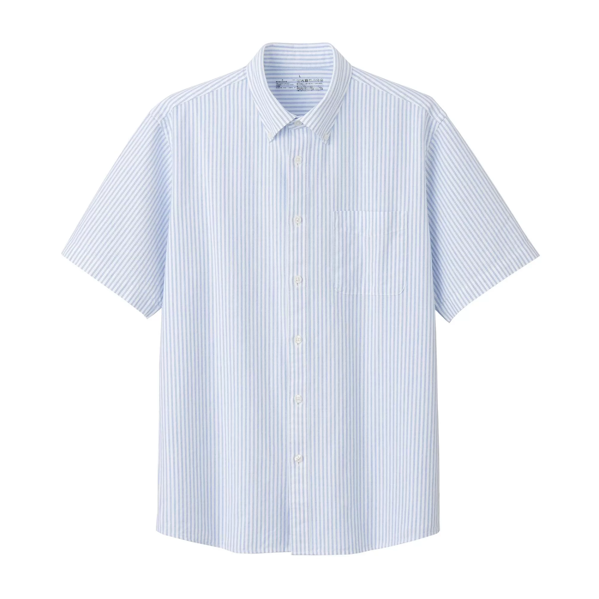 MUJI Men'S Washed Oxford Button Downpatterned Short Sleeve Shirt Discount