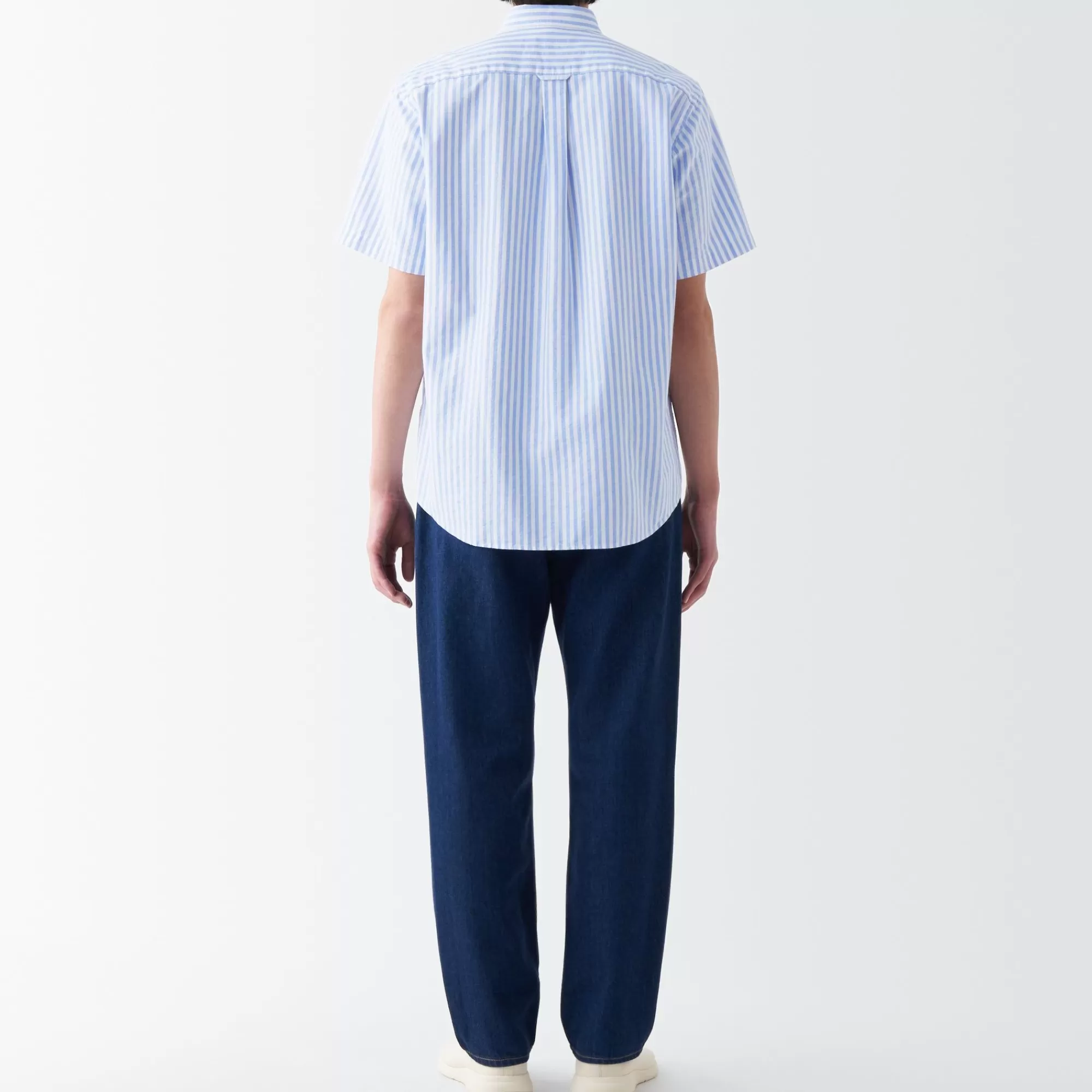 MUJI Men'S Washed Oxford Button Downpatterned Short Sleeve Shirt Discount