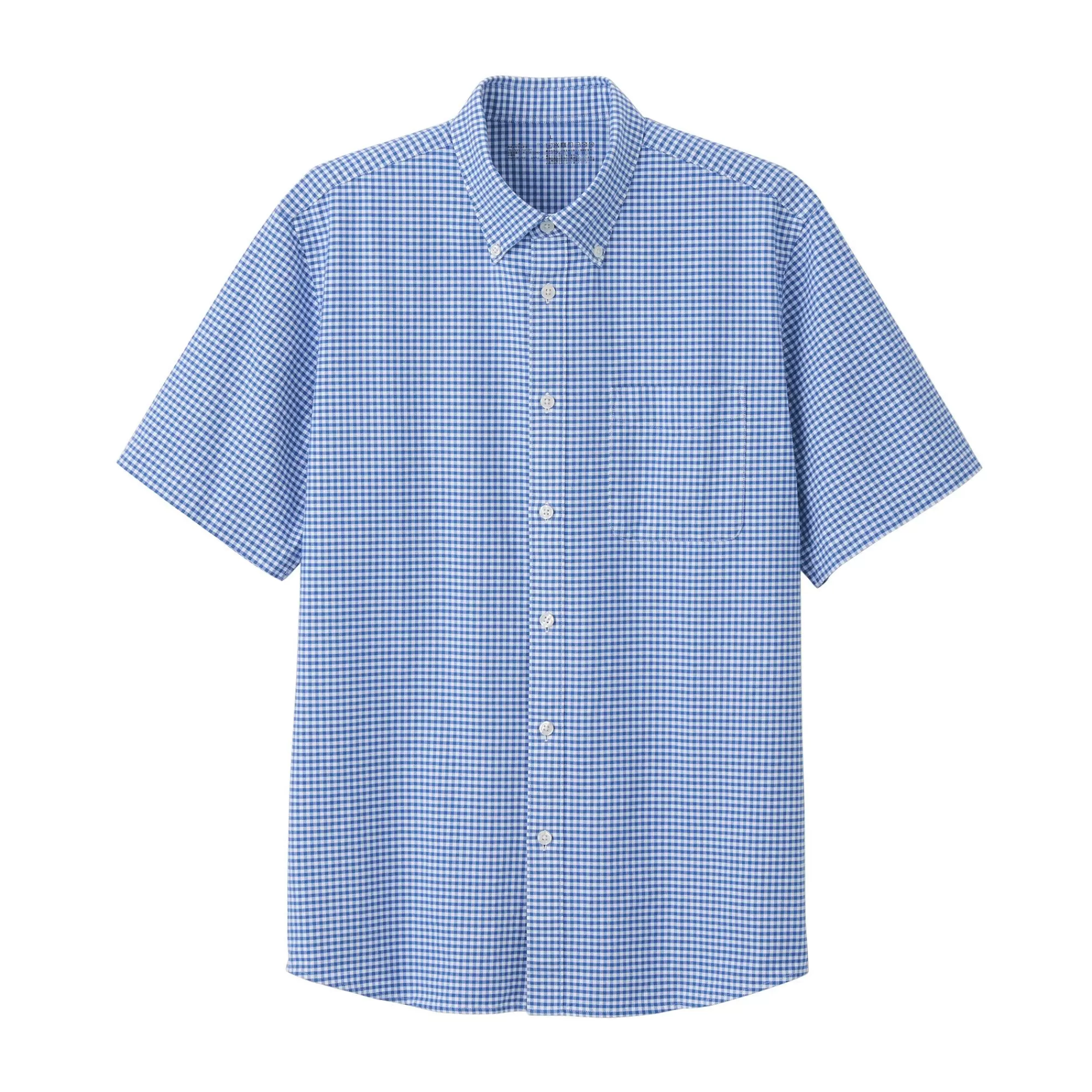 MUJI Men'S Washed Oxford Button Downpatterned Short Sleeve Shirt Discount