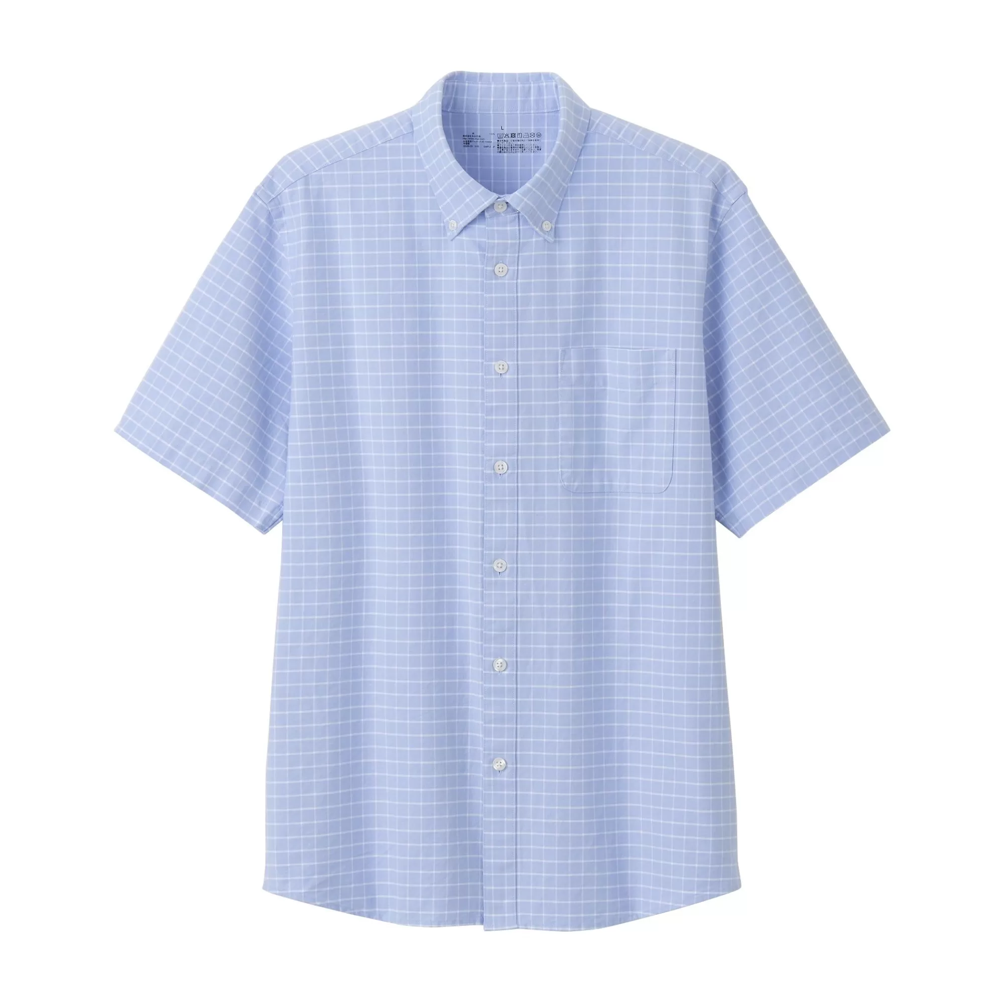 MUJI Men'S Washed Oxford Button Downpatterned Short Sleeve Shirt Discount