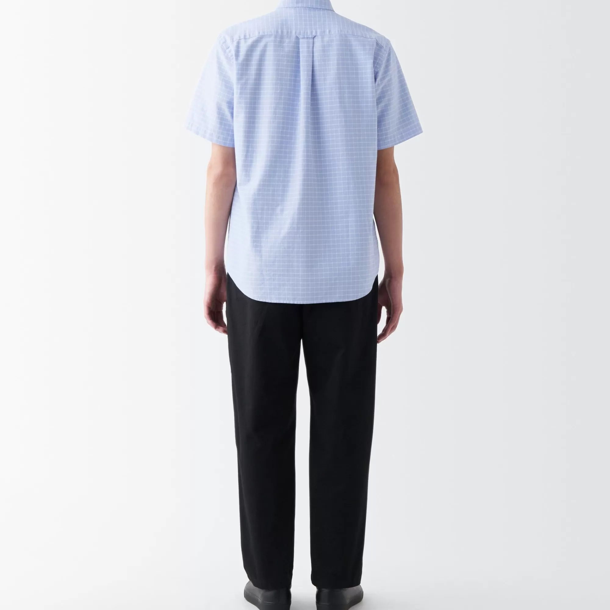 MUJI Men'S Washed Oxford Button Downpatterned Short Sleeve Shirt Discount