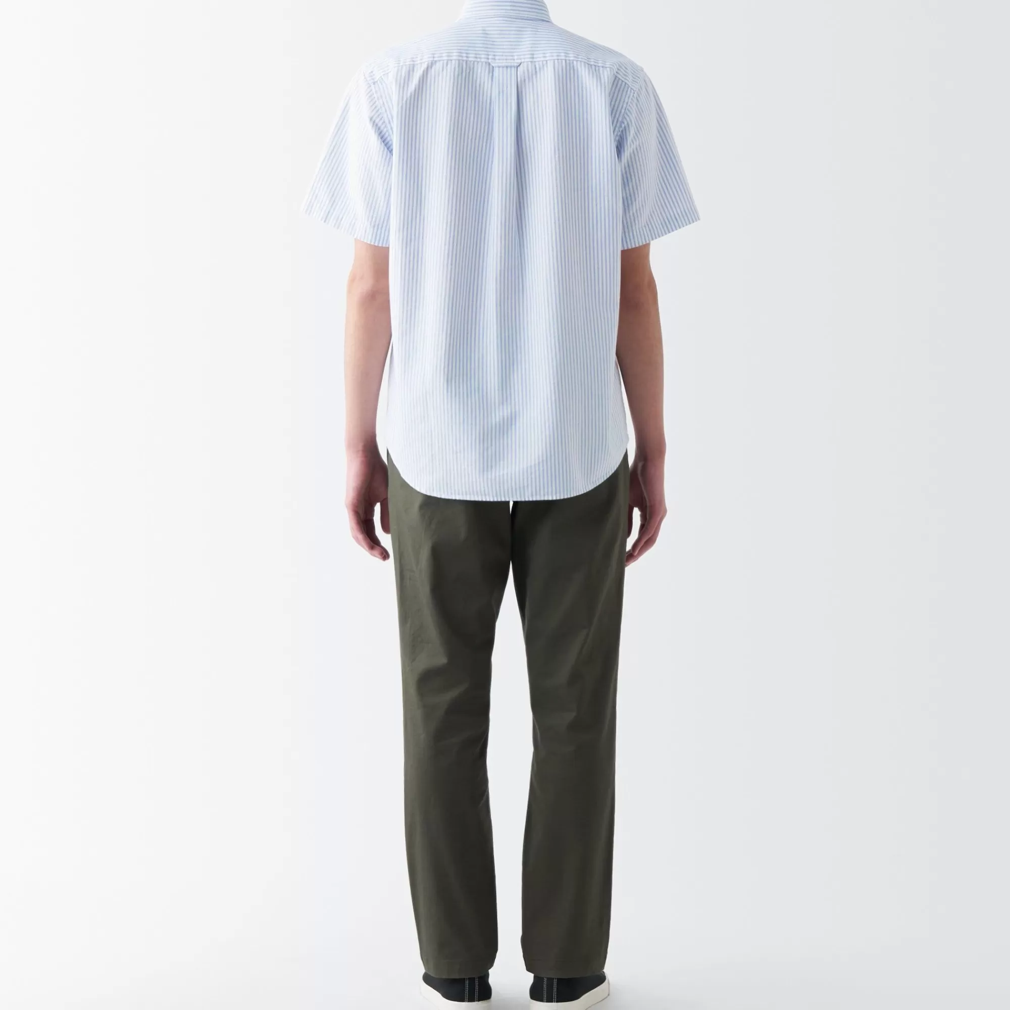 MUJI Men'S Washed Oxford Button Downpatterned Short Sleeve Shirt Discount