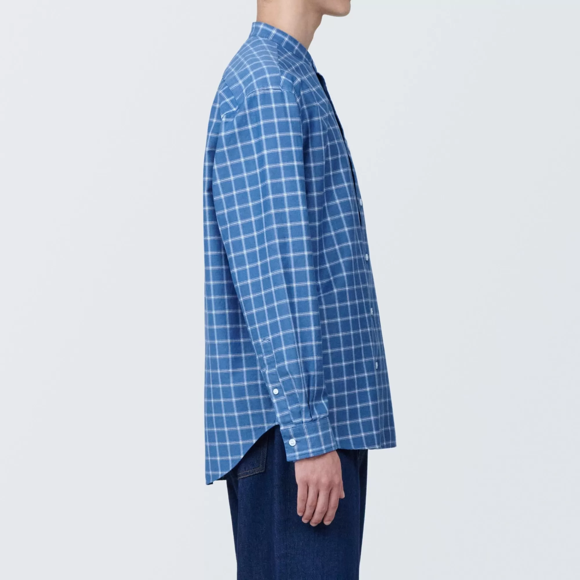 MUJI Men'S Washed Oxford Stand Collar Patterned Long Sleeve Shirt Online