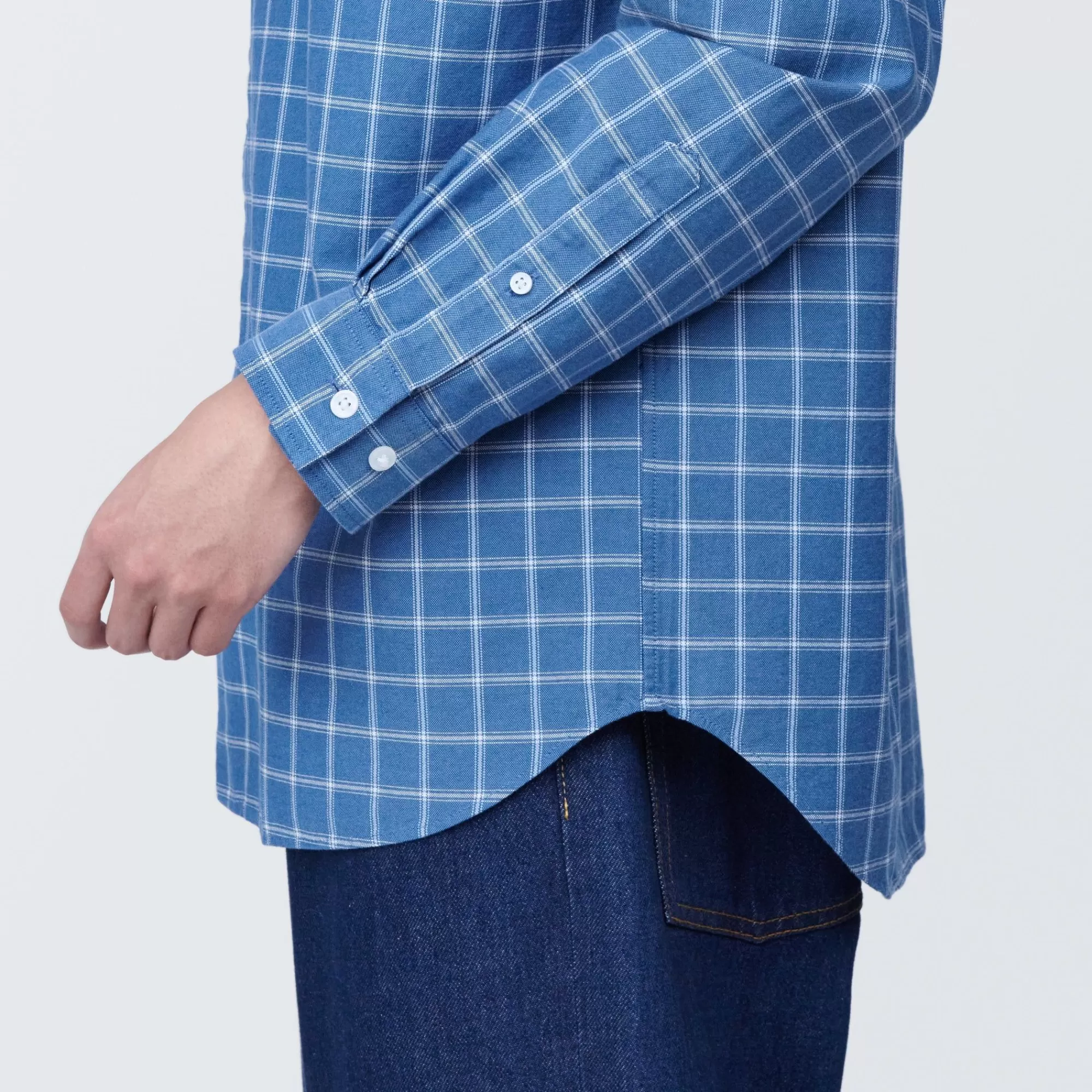MUJI Men'S Washed Oxford Stand Collar Patterned Long Sleeve Shirt Online