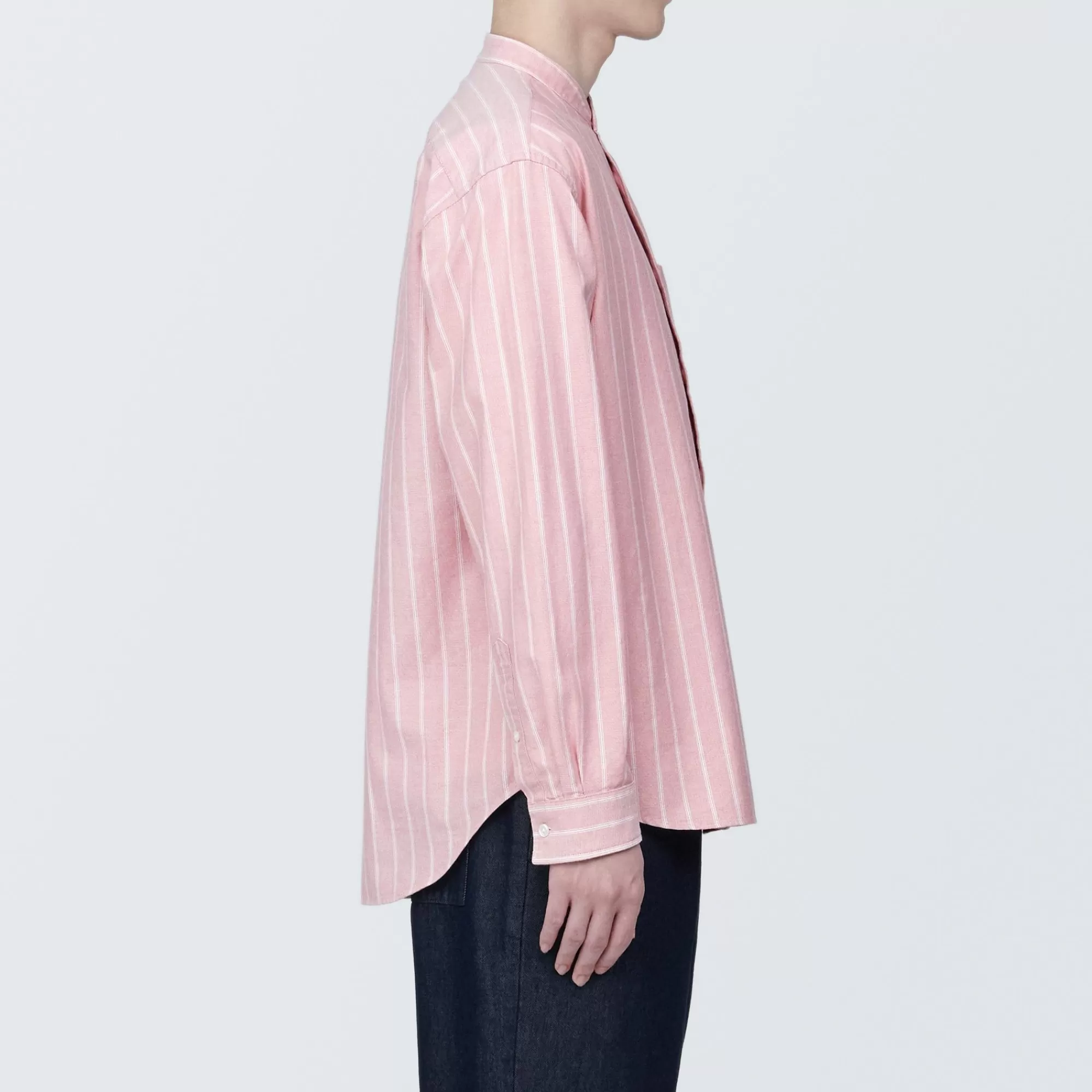 MUJI Men'S Washed Oxford Stand Collar Patterned Long Sleeve Shirt Online